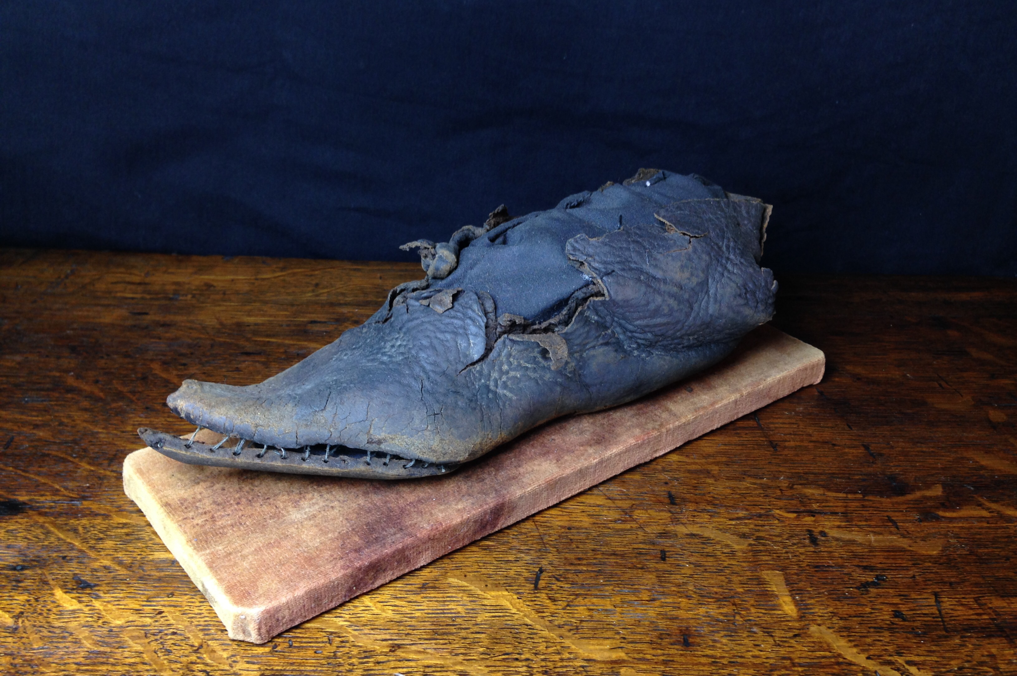 15th century Shoe, medieval leather with pointed toe, ex-Thames River ...