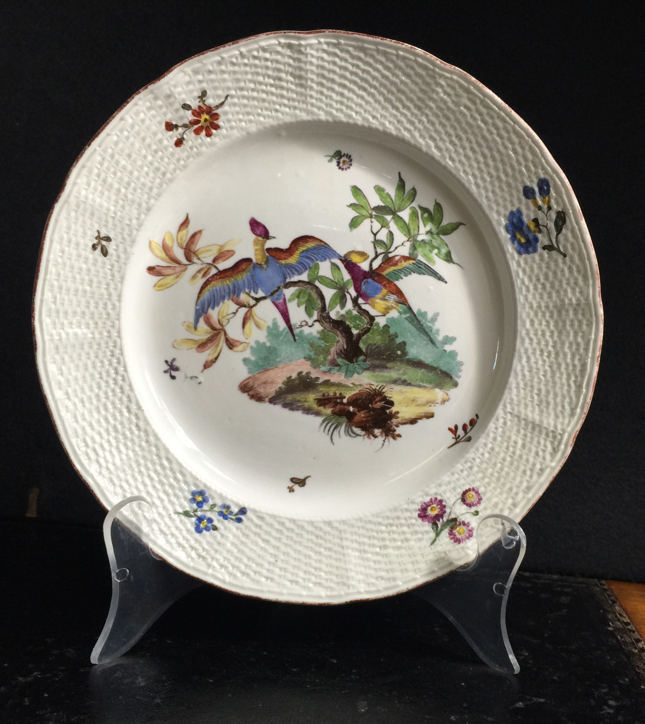 Frankenthal plate, exotic bird painting, c. 1780 -0