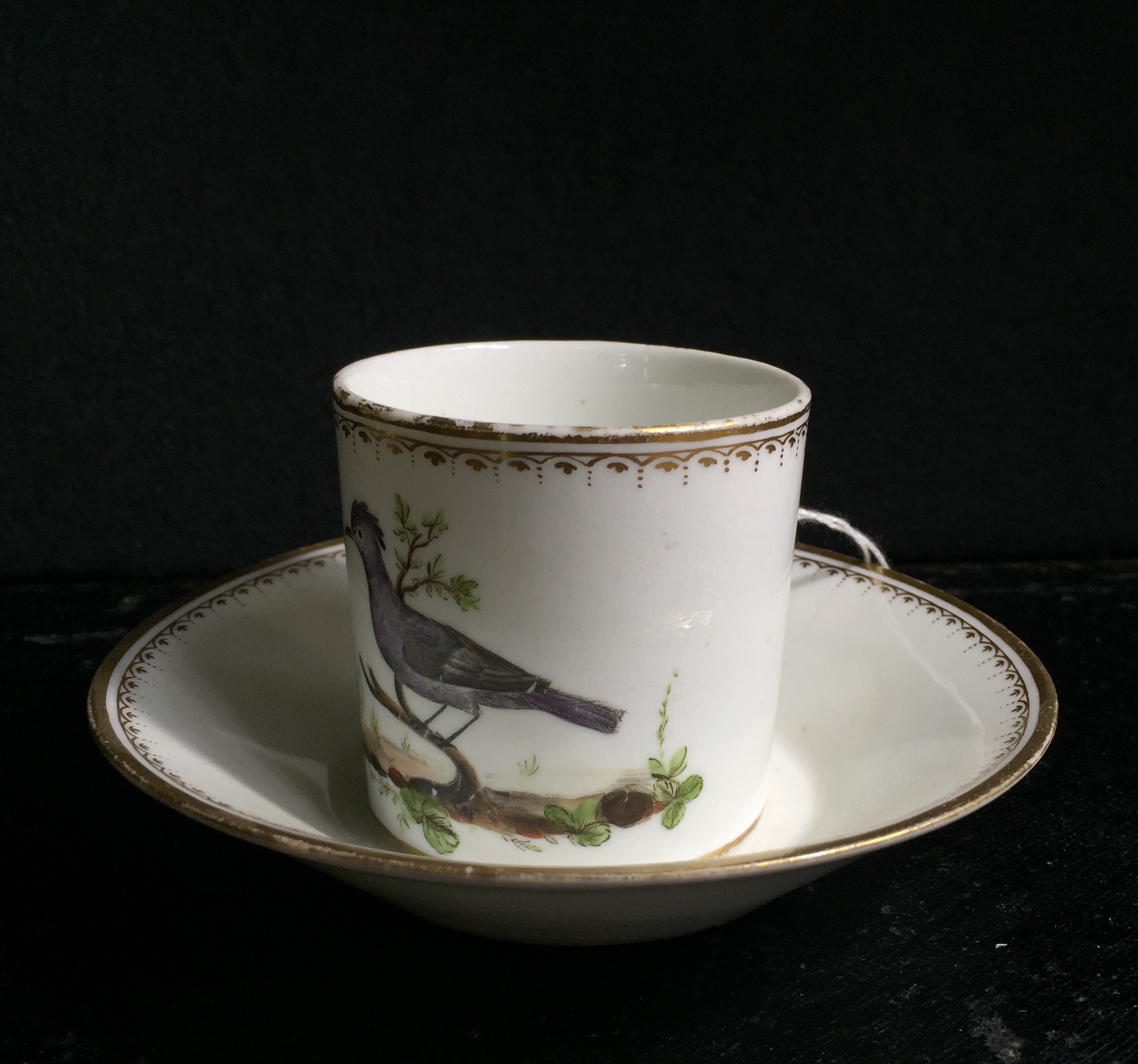 French ornithological cup & saucer, Circa 1810 -0