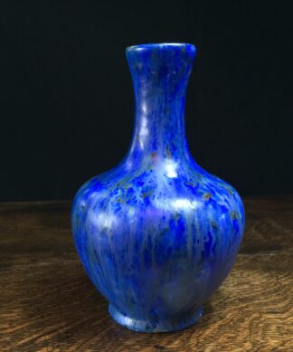 English art pottery vase, Ruskin style blue crystalline glaze, c. 1900-0