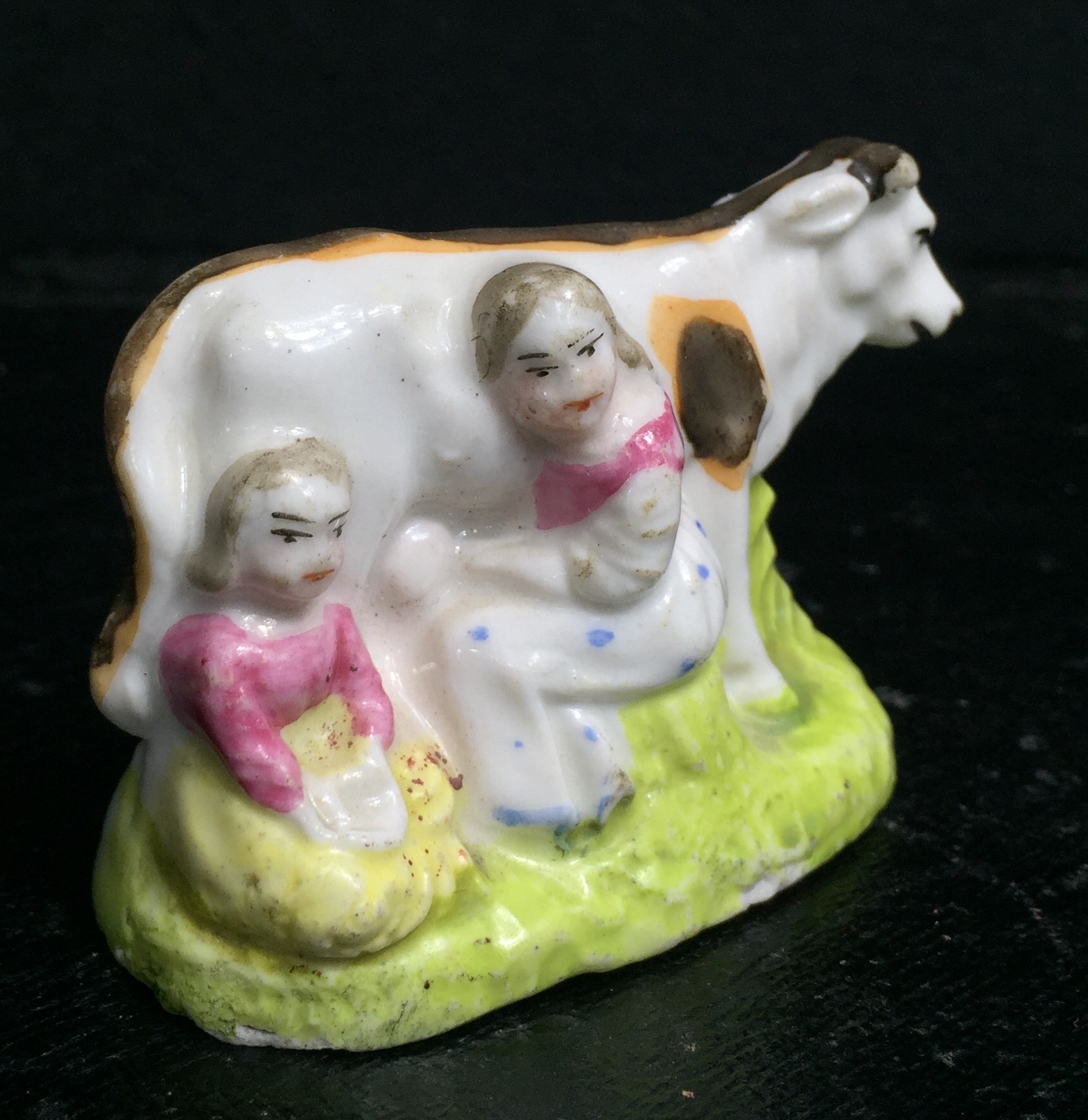 German miniature figure of a cow & milkmaids, c.1880-0