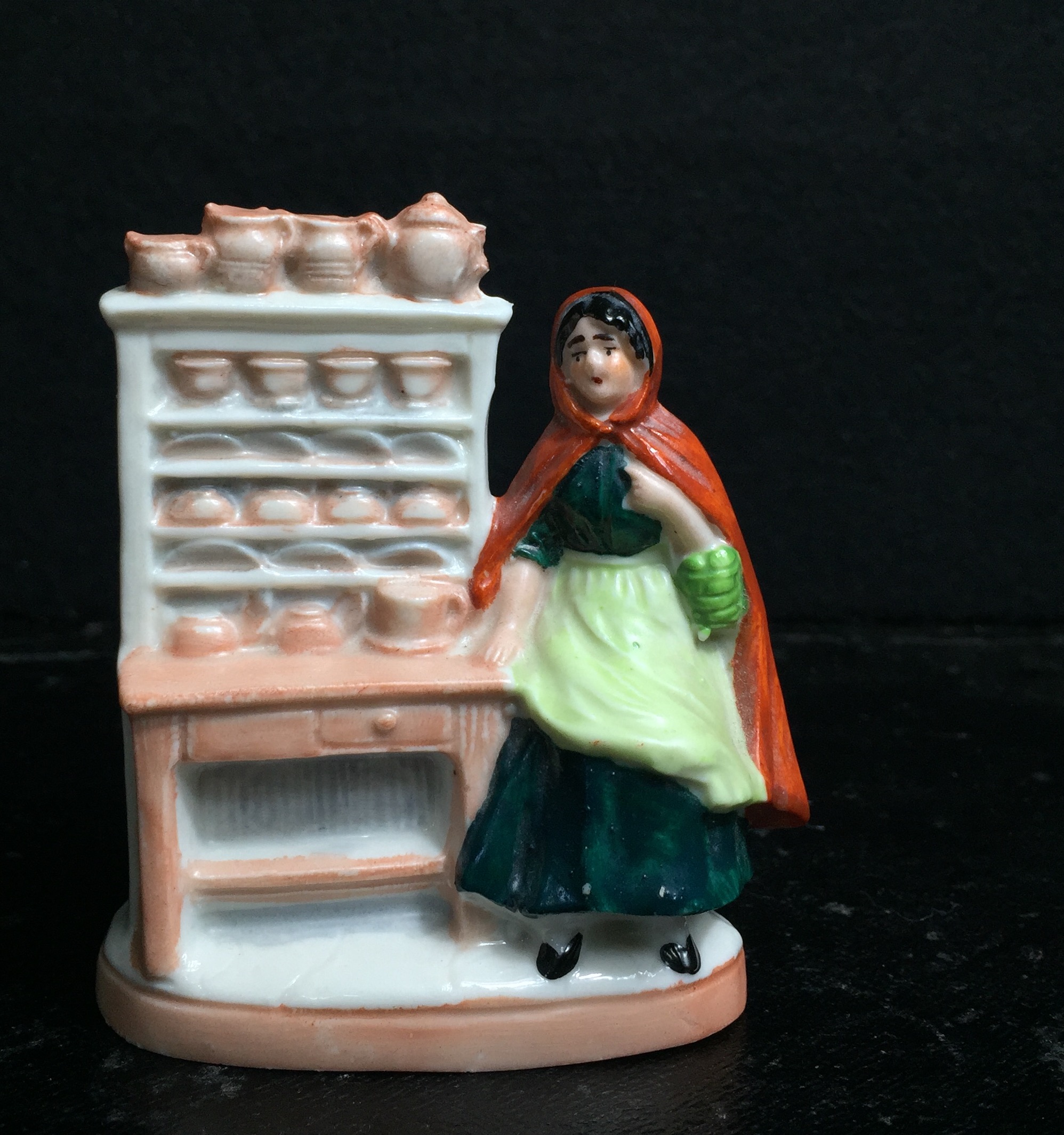 German porcelain spill, lady & her dresser, Circa 1900.-0