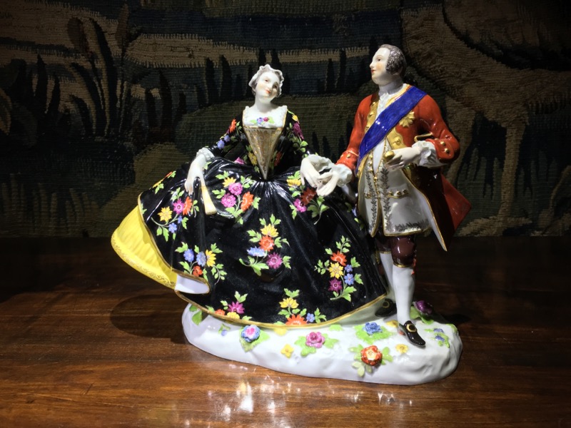 Large Meissen group of a courting couple, 19th century -0