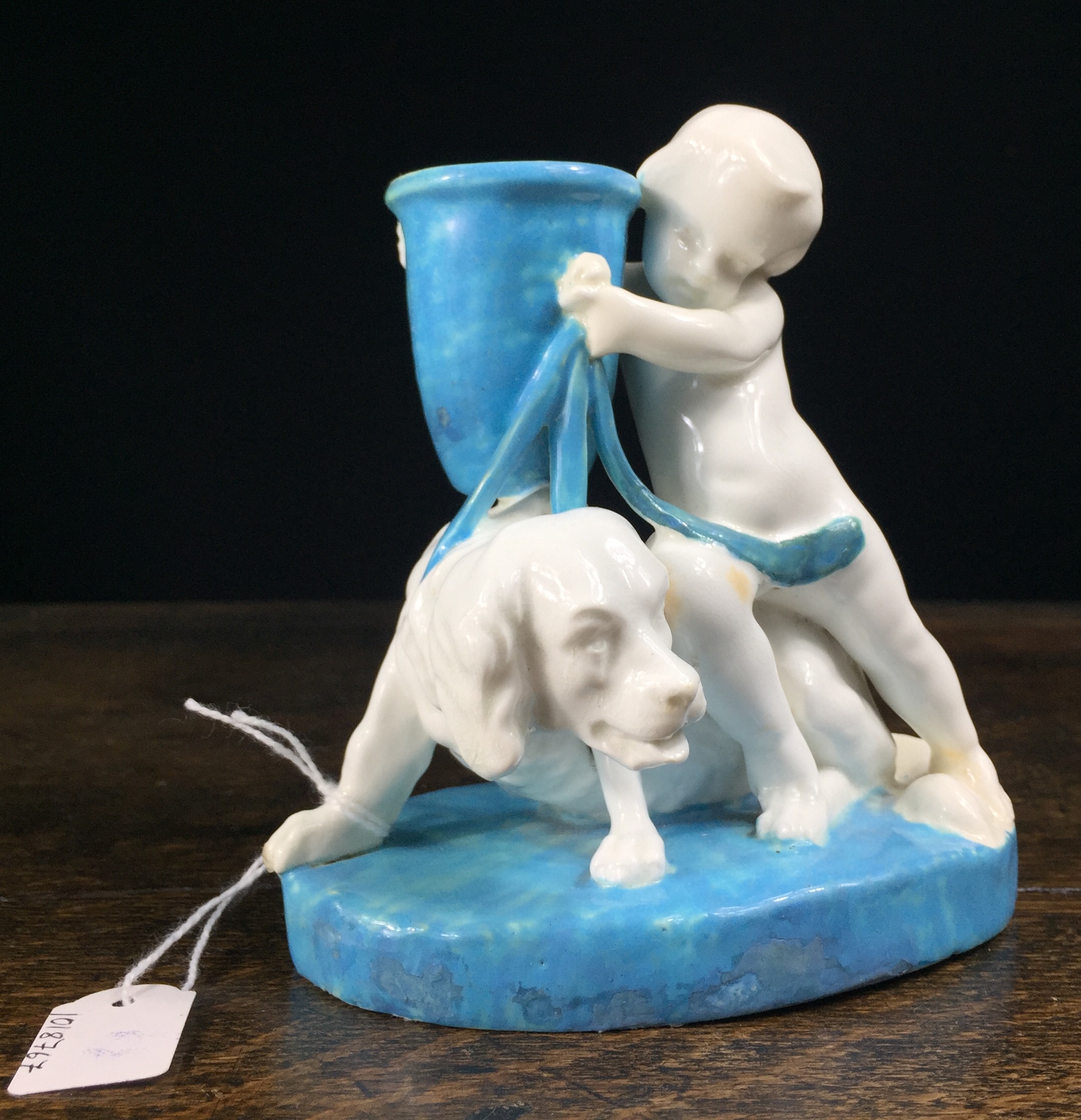 Royal Worcester vase, boy with dog, circa 1870-0