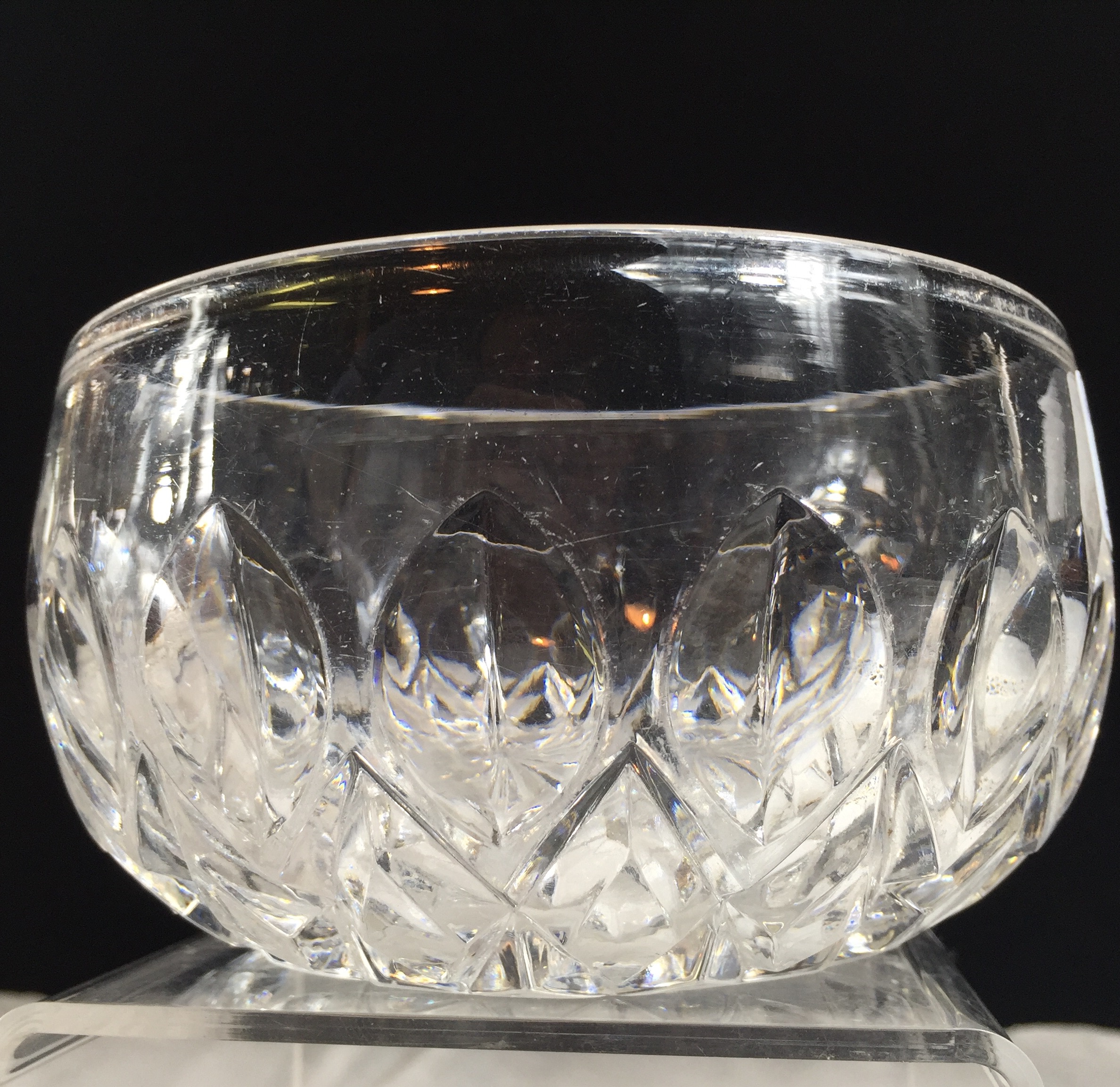 Early Victorian pressed glass finger bowl, registration mark 1856-0