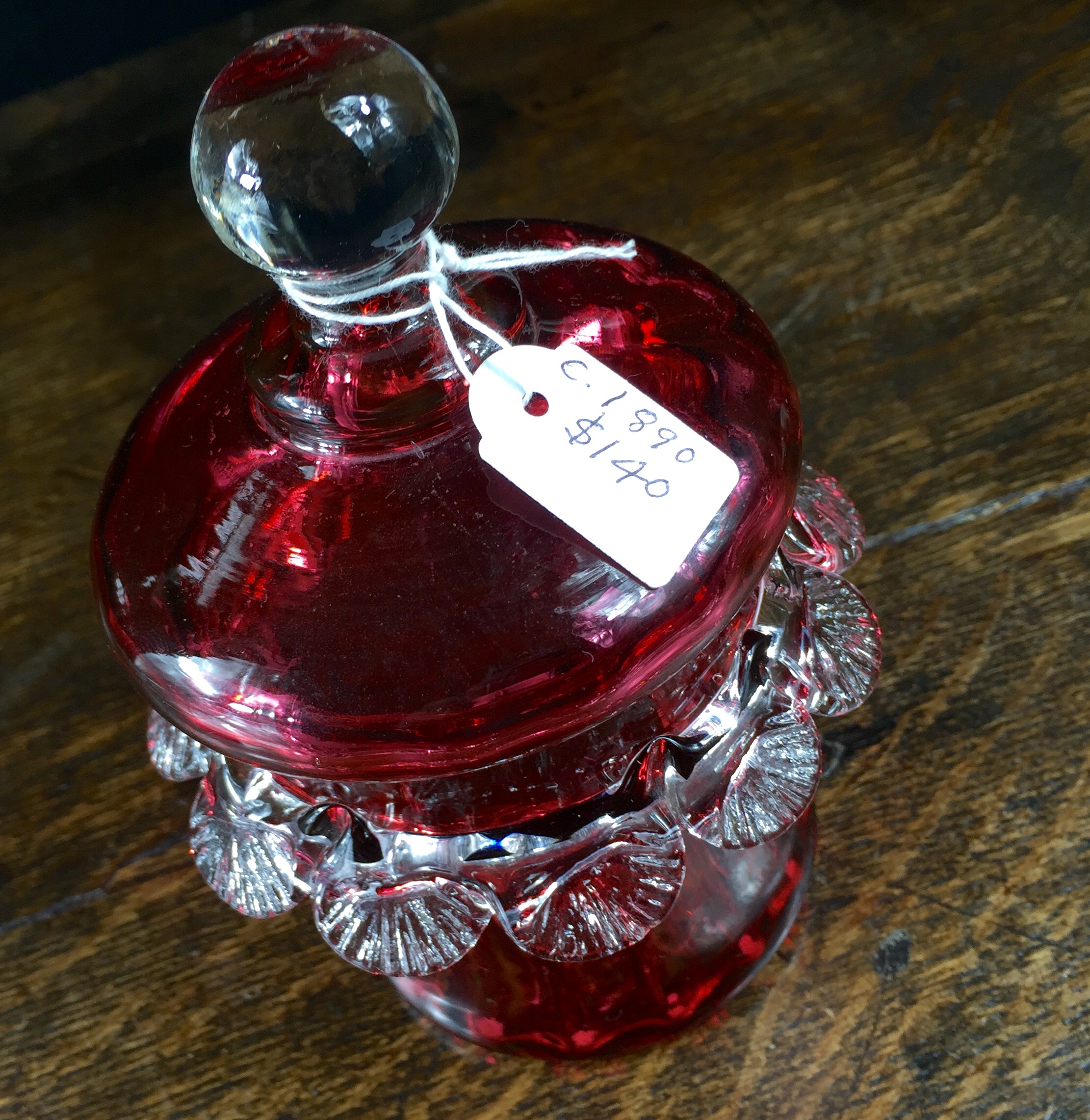 Victorian ruby glass covered jam jar, circa 1890 | Moorabool Antiques 