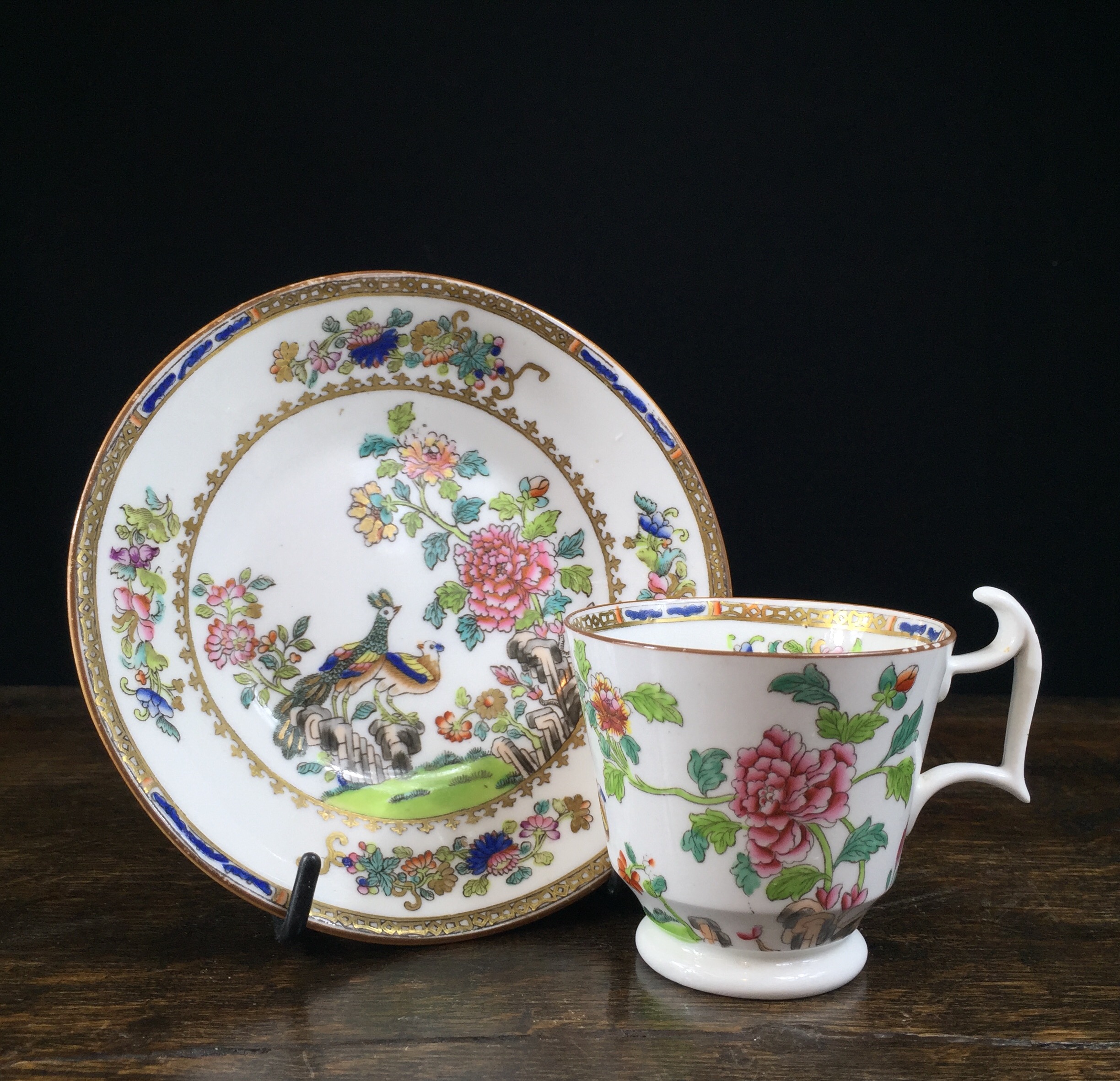 Copeland & Garrett cup & saucer, Asiatic Pheasant pattern in colour, c. 1840 -0