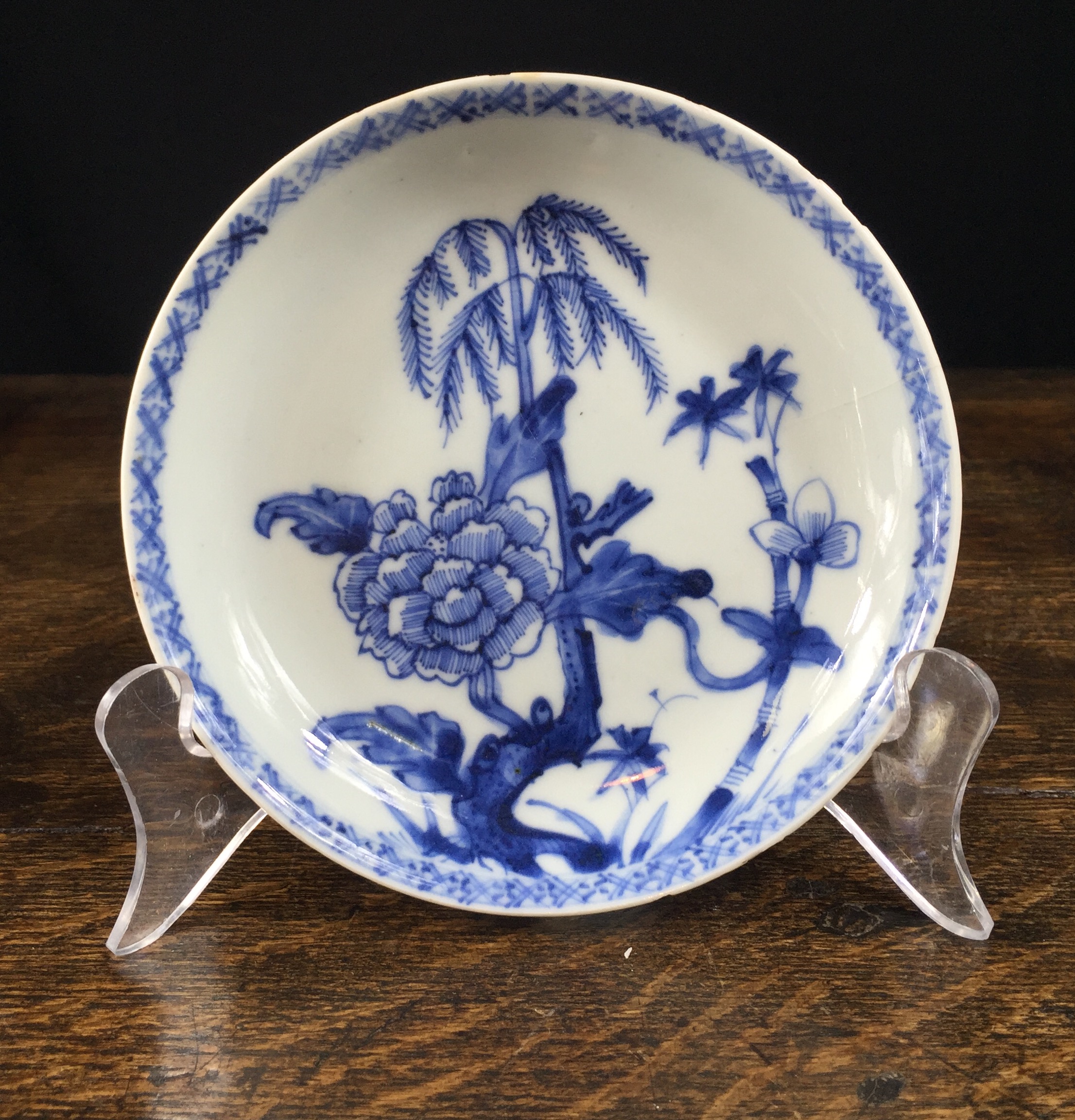 Chinese Export saucer, garden scene, c.1760 -0