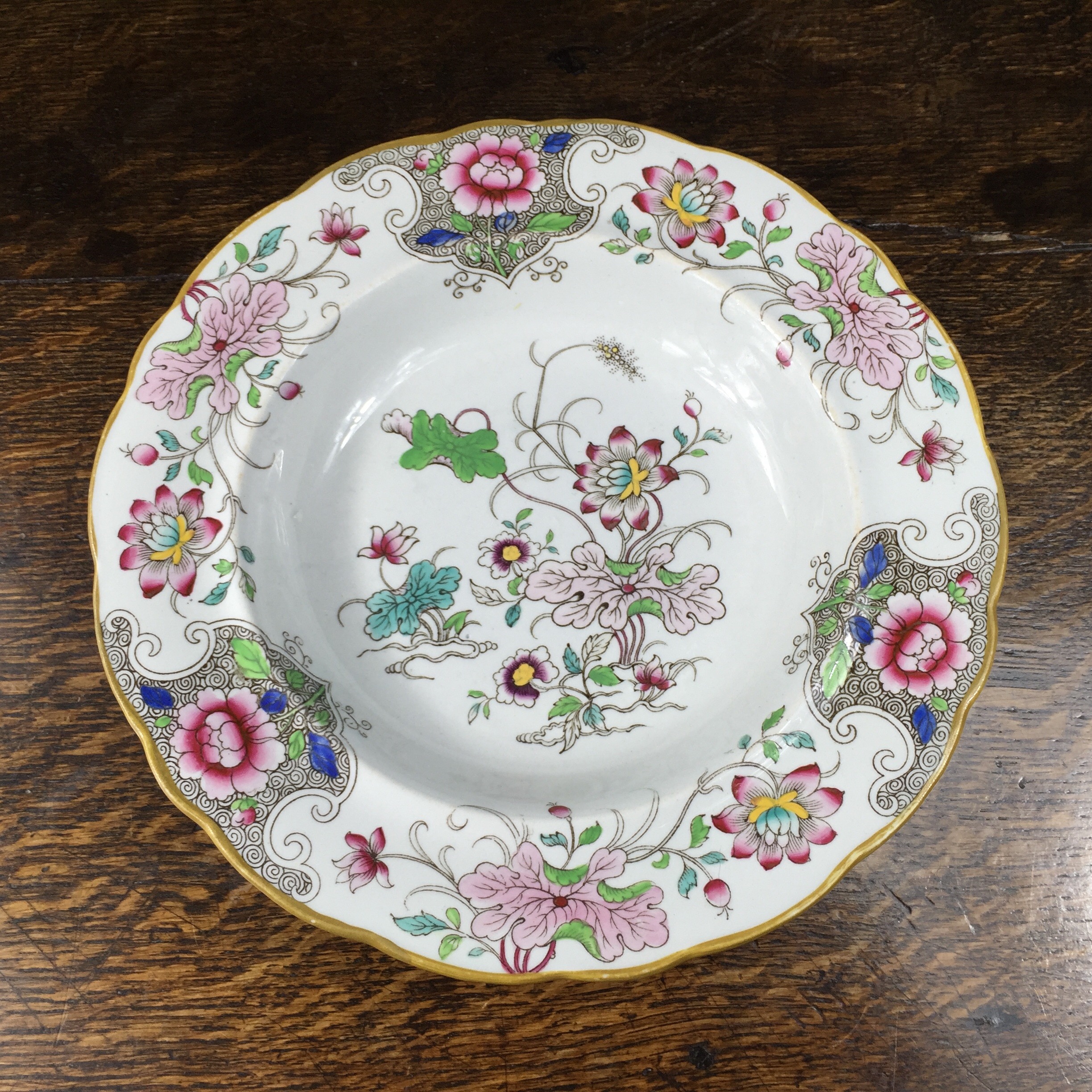 Ironstone plate with oriental lotus pattern, Morley & Asworth c.1860-0