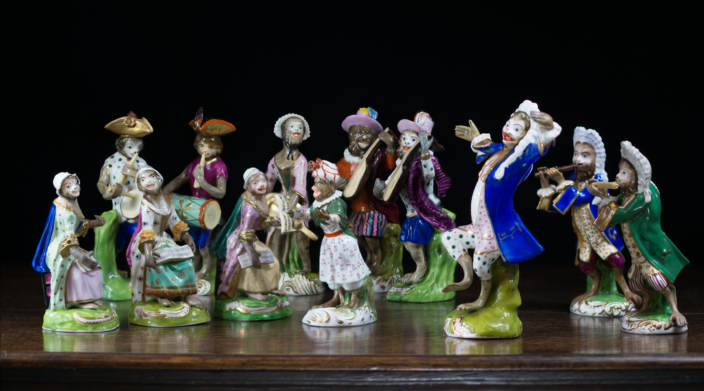 English porcelain Monkey Band, possibly Dudson, circa 1835 -0