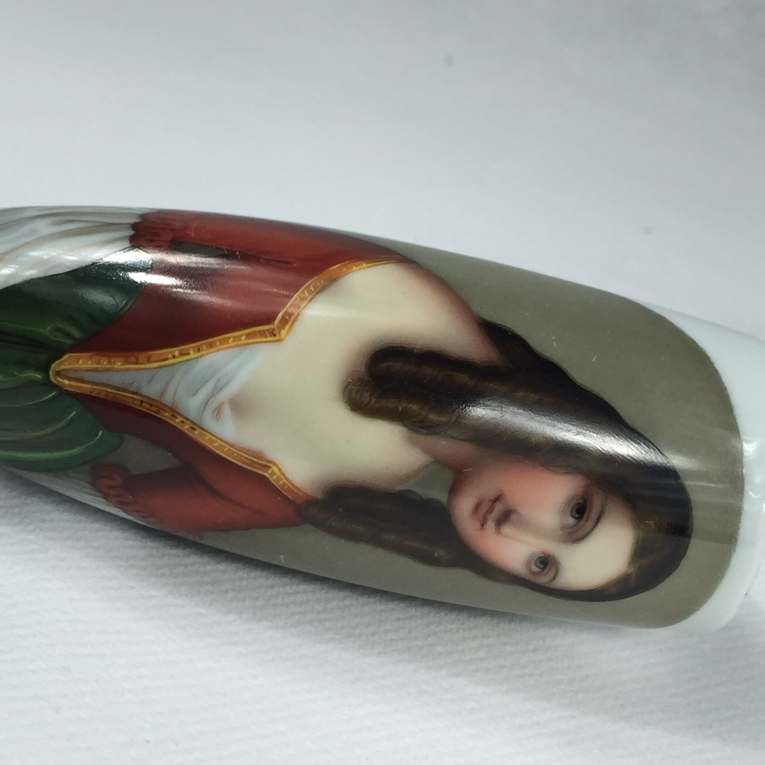 German porcelain pipe bowl, pretty girl, c. 1880-13349