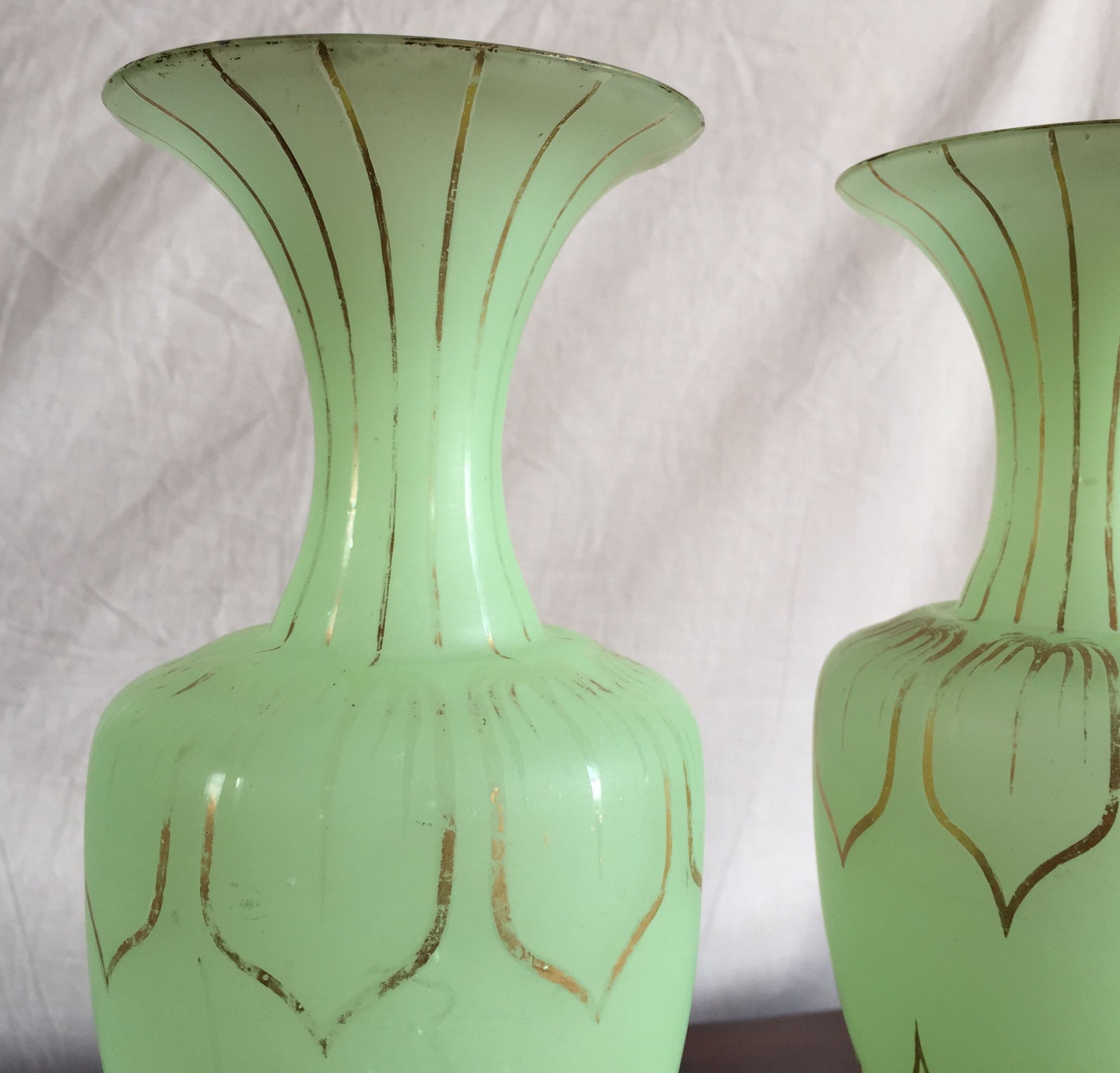 Pair Of Victorian Green Glass Vases Circa 1860 Moorabool Antiques Galleries