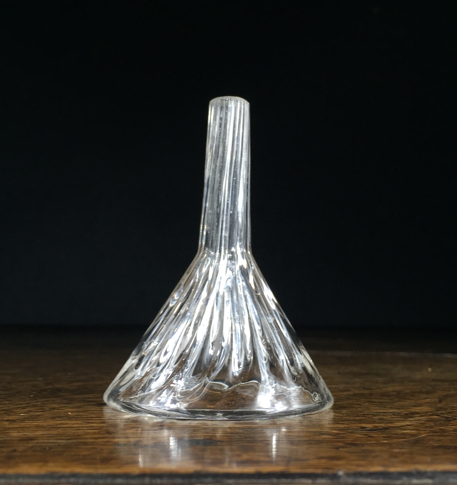 Small glass fluted wine funnel, 19th century-0