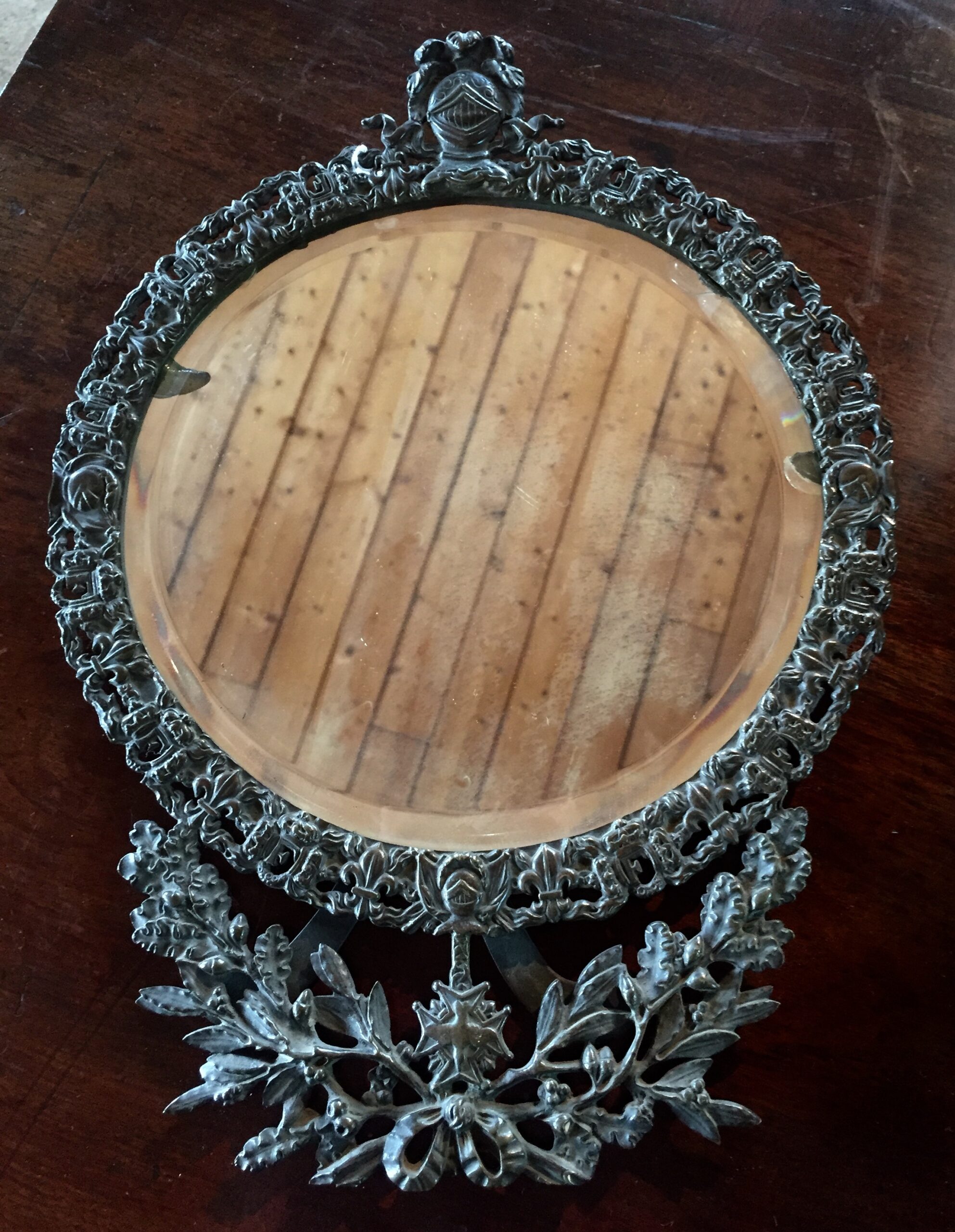 Victorian table top mirror made of bronze with a beveled glass c. 1875 -0