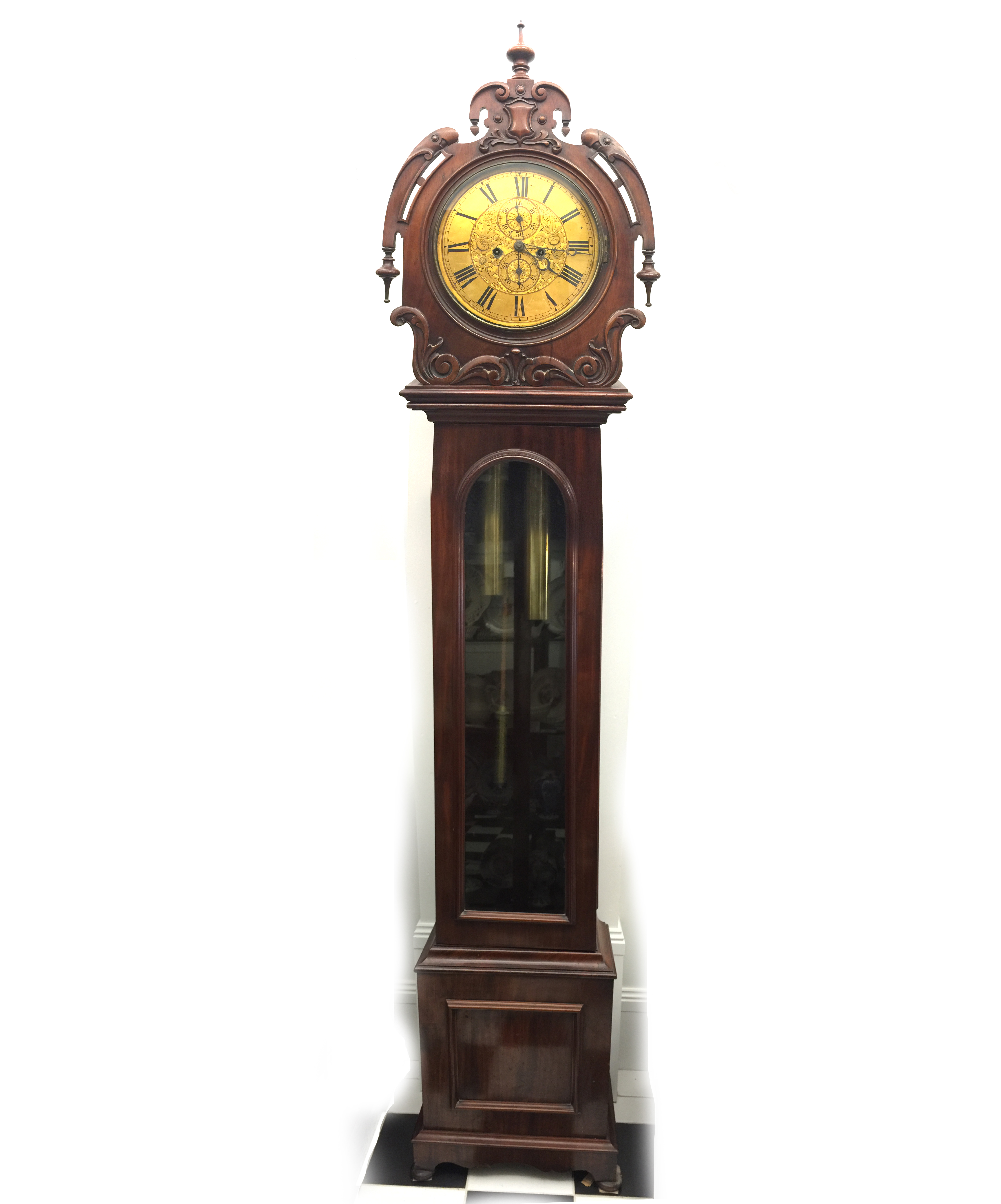 Scottish mahogany drumhead longcase 'Grandfather' clock ...