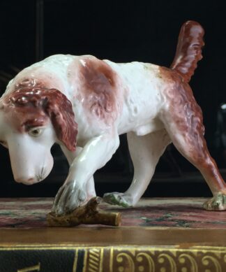 Rare Derby figure of a dog with stick, circa 1800-0