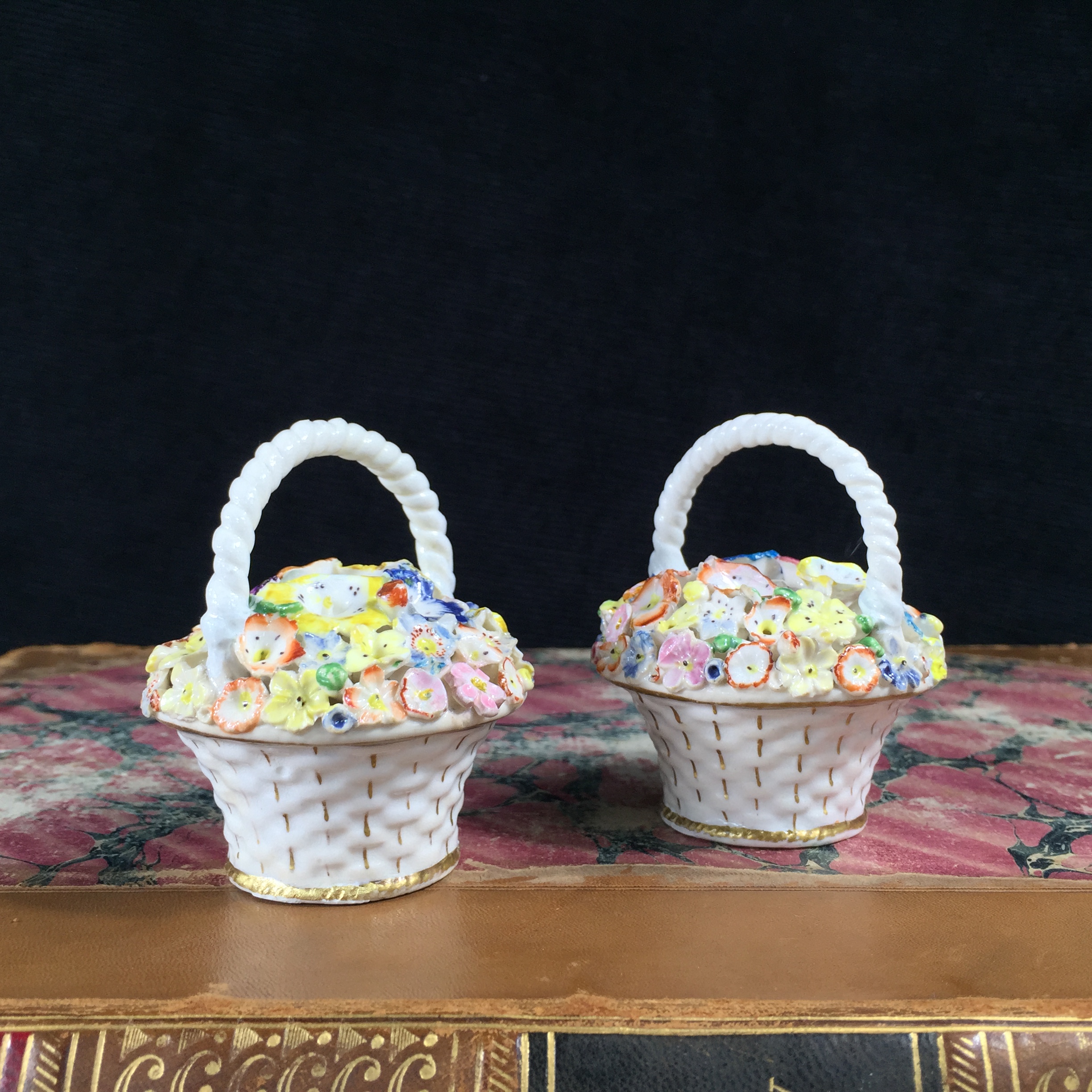 English porcelain perfume baskets, c.1830-0