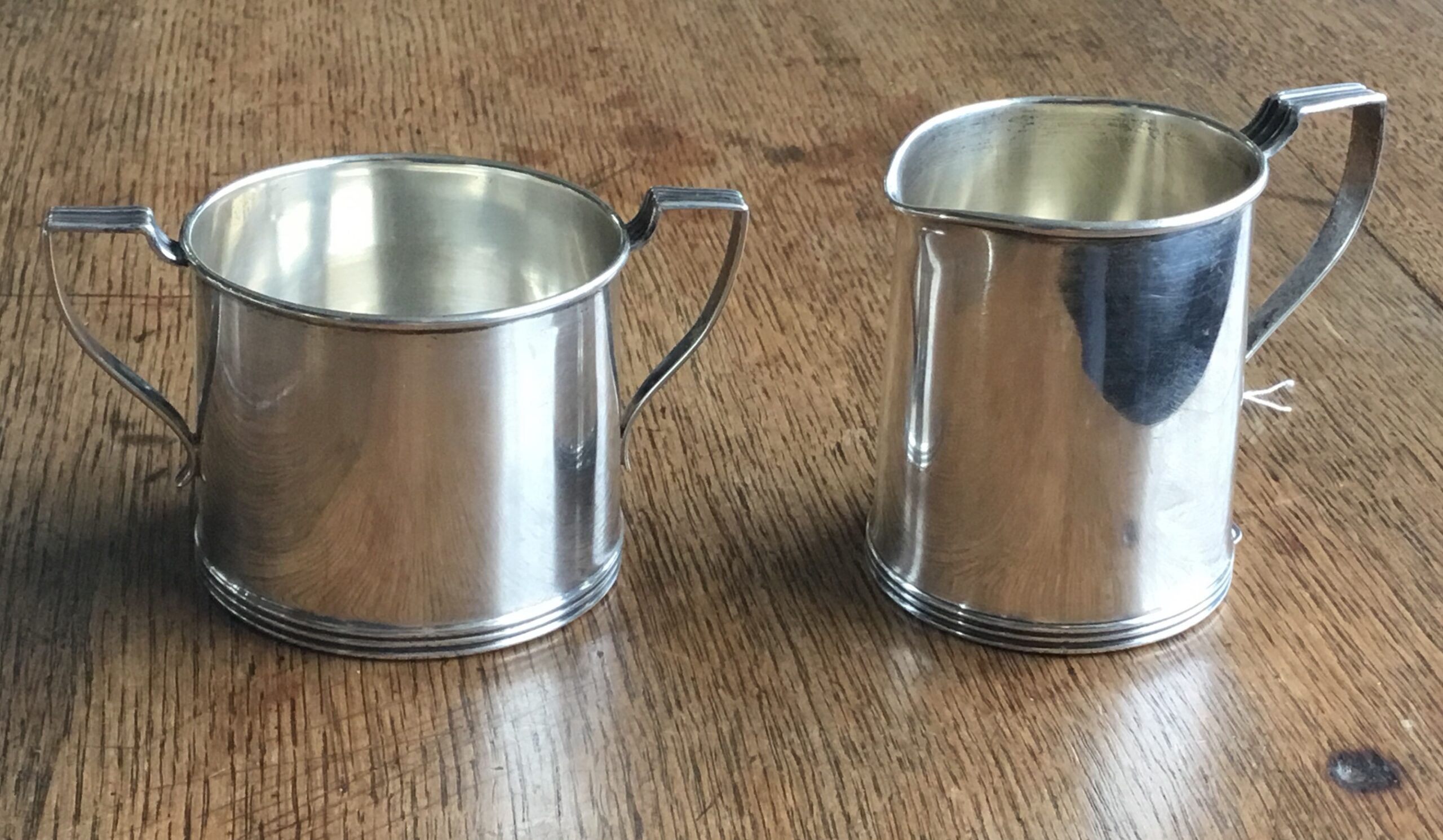 Sterling silver milk jug & sugar basin, American? c. 1920-0