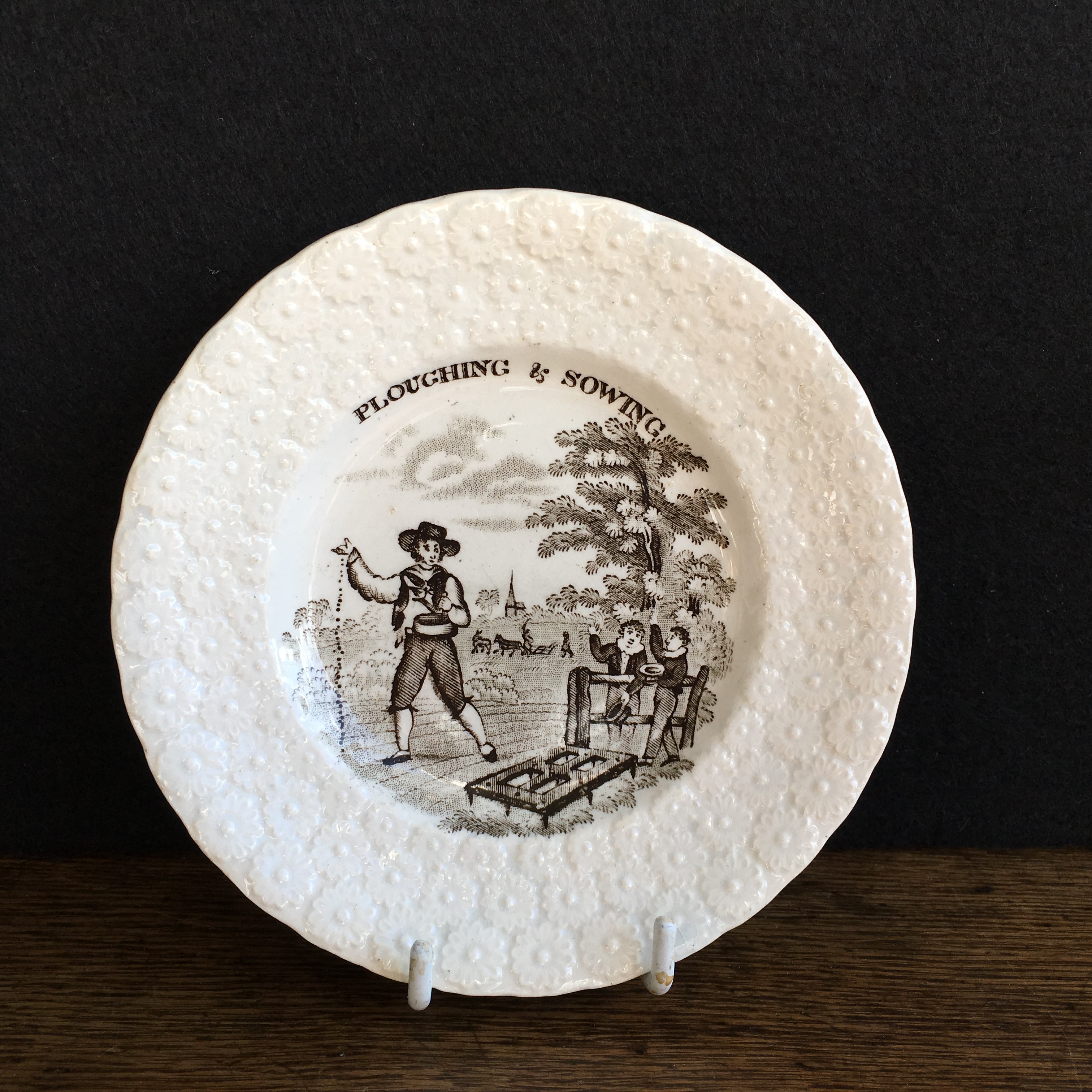 Childs Plate With Brown ‘PLOUGHING & SOWING’ , C.1840-0 | Moorabool ...