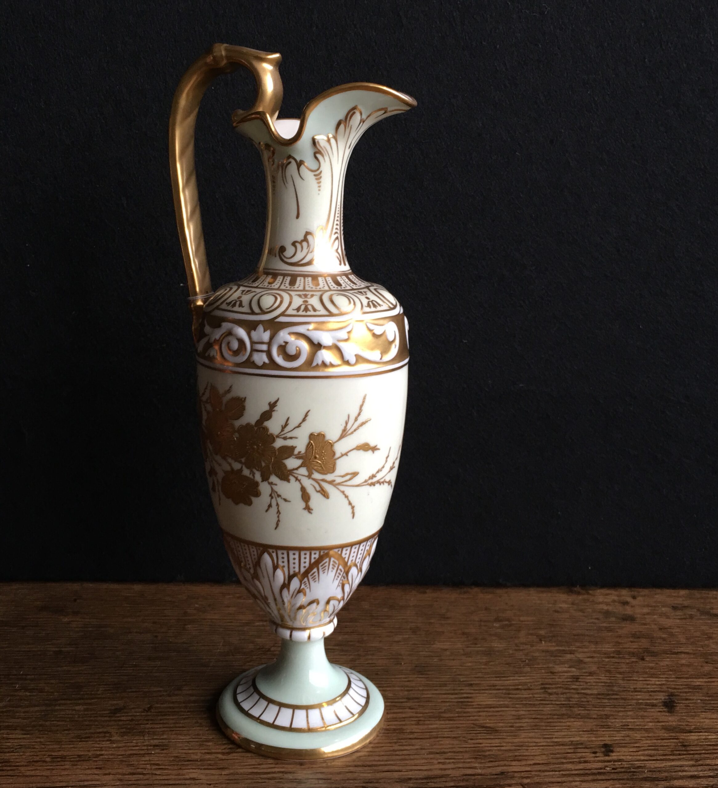 Cauldron China ewer with raised gilding, c. 1905-0