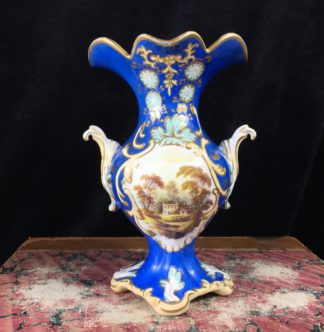 Samuel Alcock blue ground rococo vase with griffin handles, c. 1840 ...