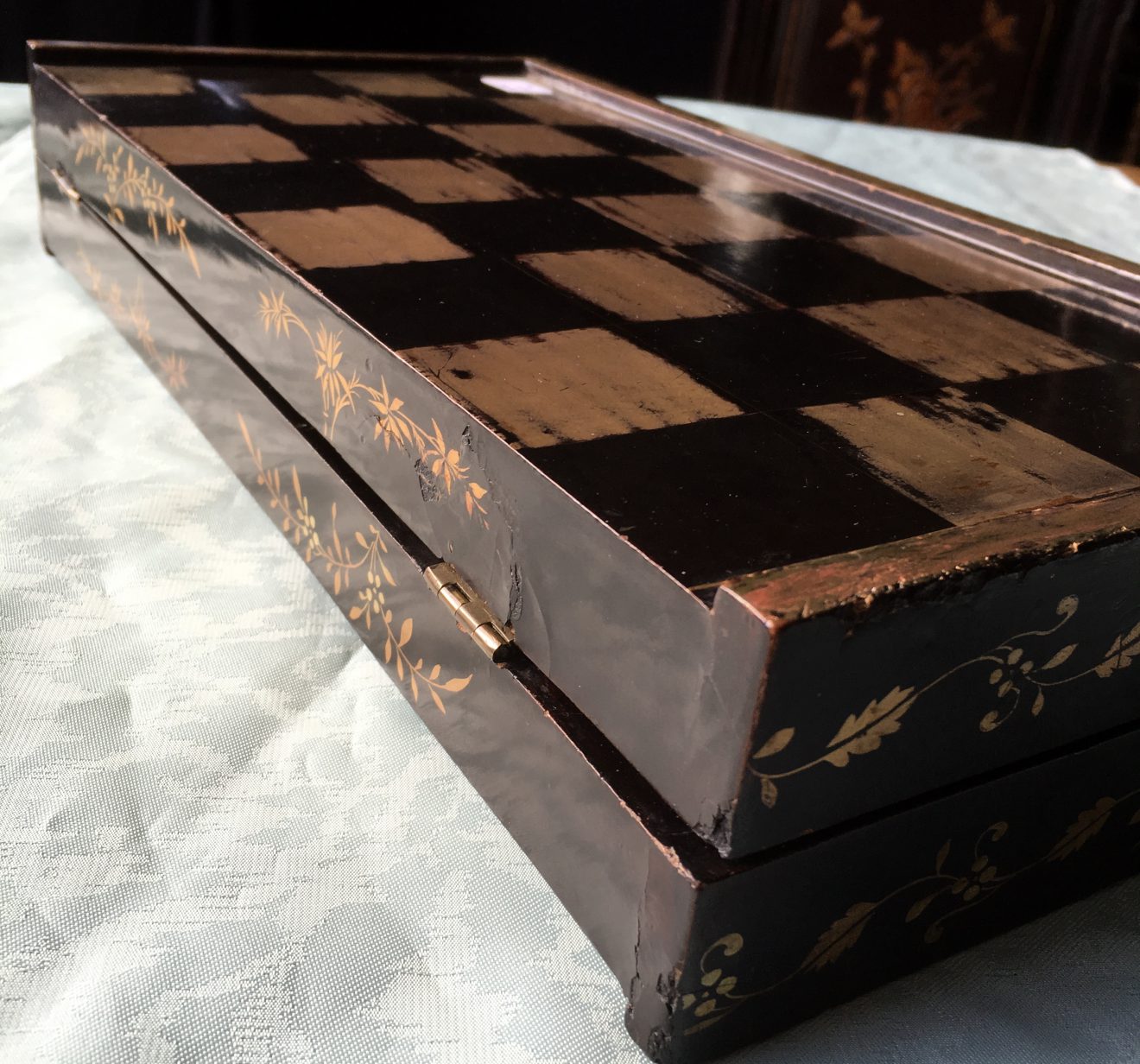 Chinese Lacquer Folding Chess And Backgammon Board C 1860 Moorabool