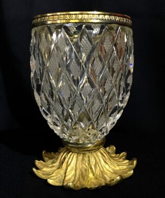 French cut crystal vase shaped as a pineapple with ormolu mounts, c. 1920-0