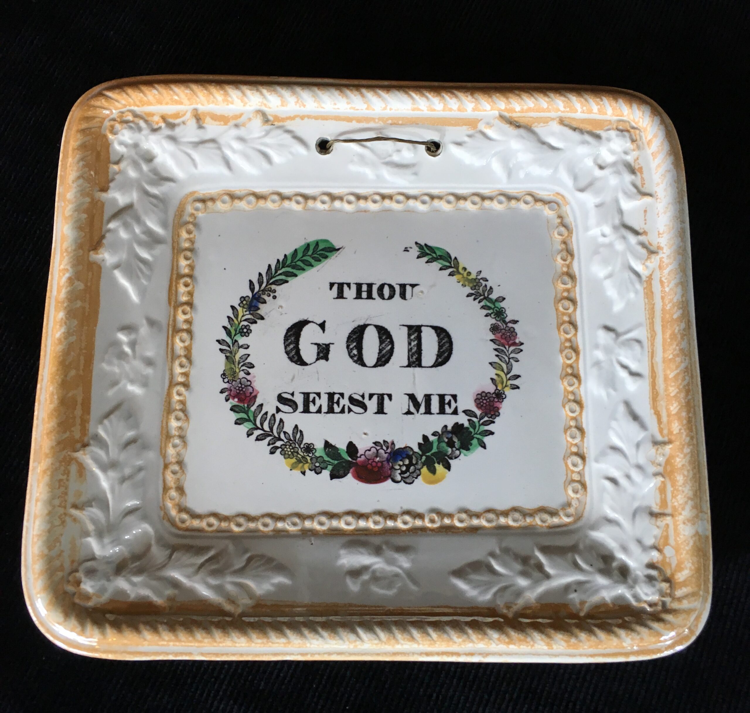 Sutherland Lustre wall plaque, 'Thou God Seest Me' c. 1825-0