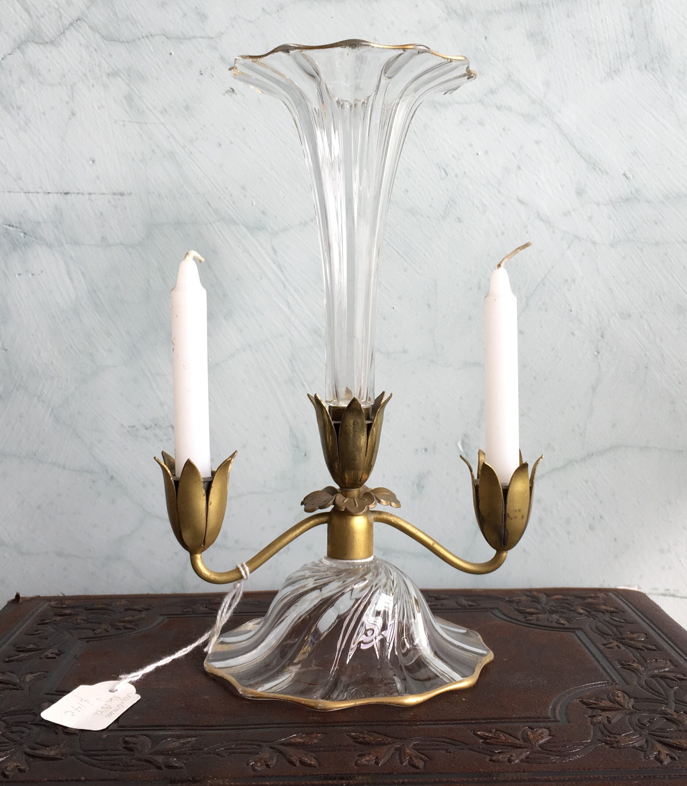 Unusual Victorian specimen vase with ormolu double candlestick, 1892-0