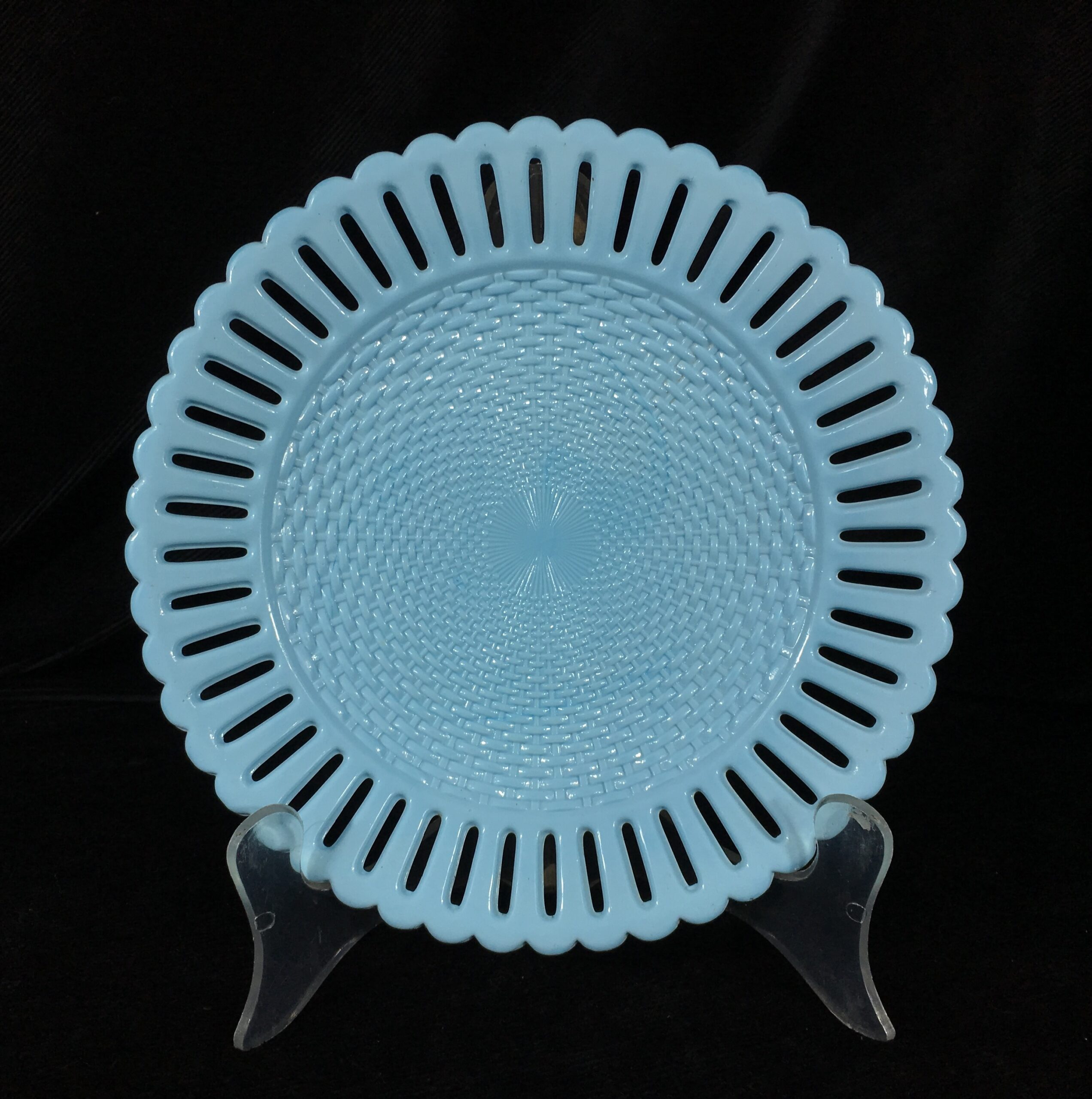 Pressed Glass plate by Sowerby, basketweave form, 1876 -0