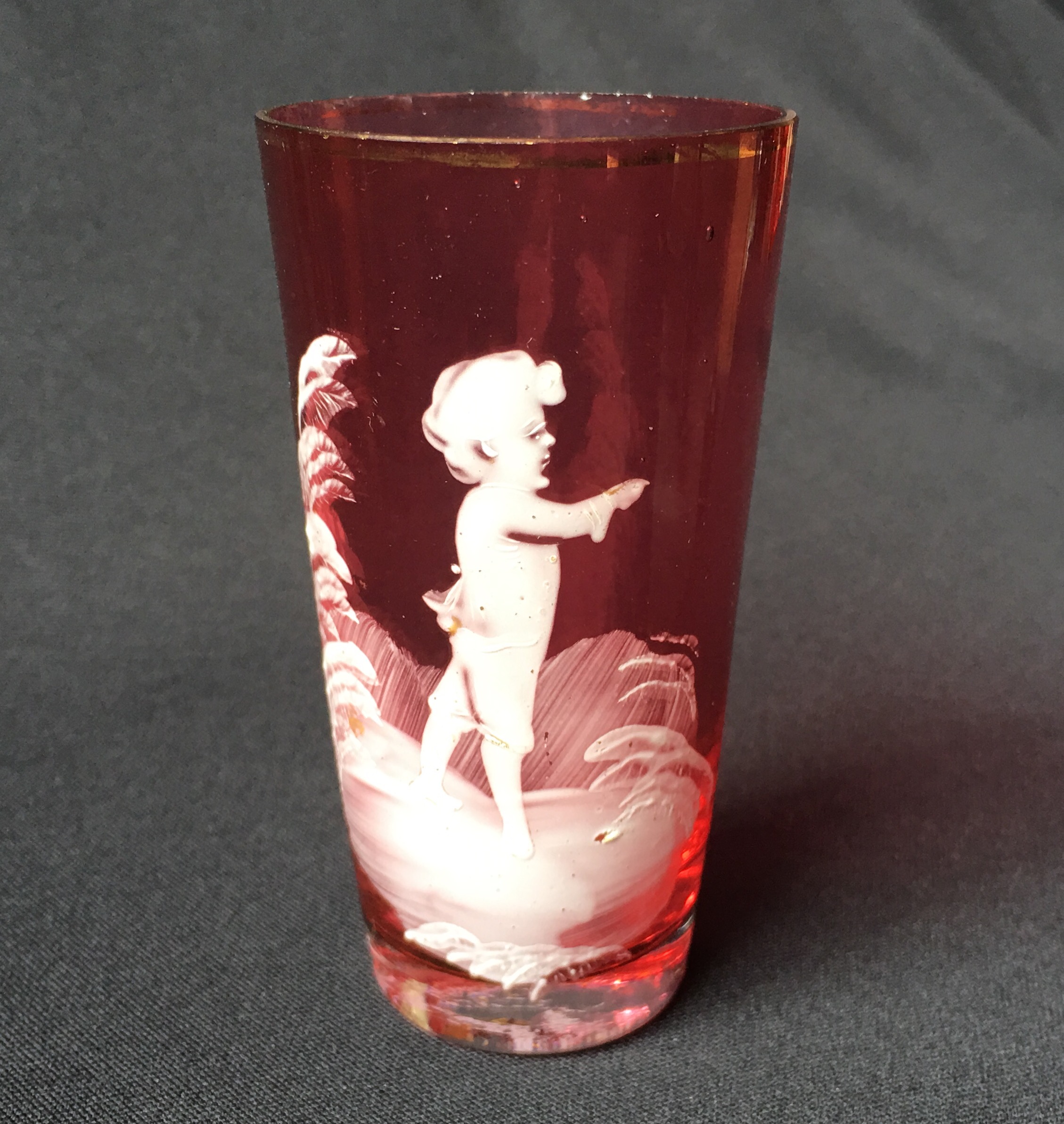 Victorian Ruby 'Mary Gregory' beaker, circa 1880-0