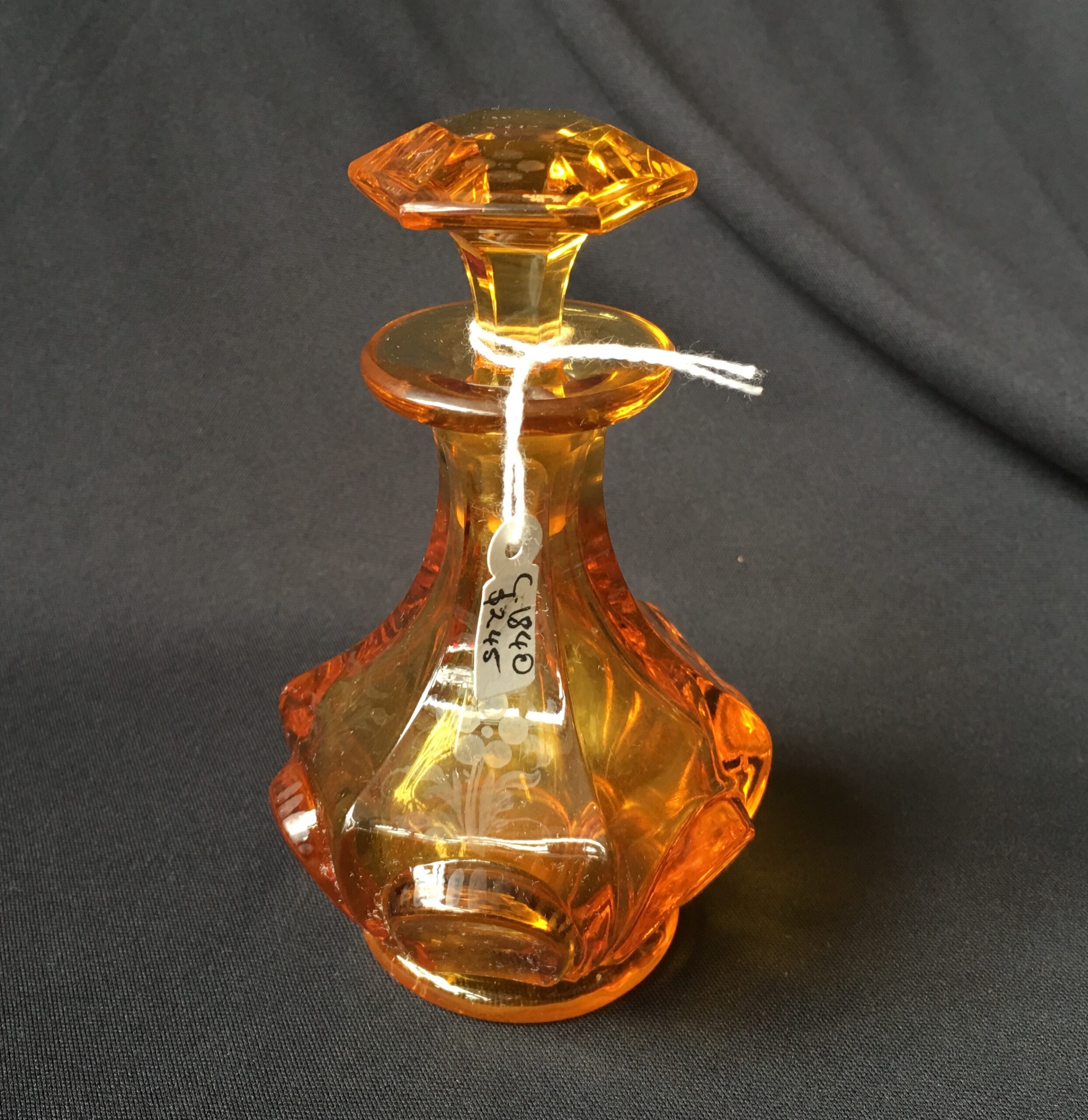 Bohemian amber glass perfume bottle C. 1840 -0