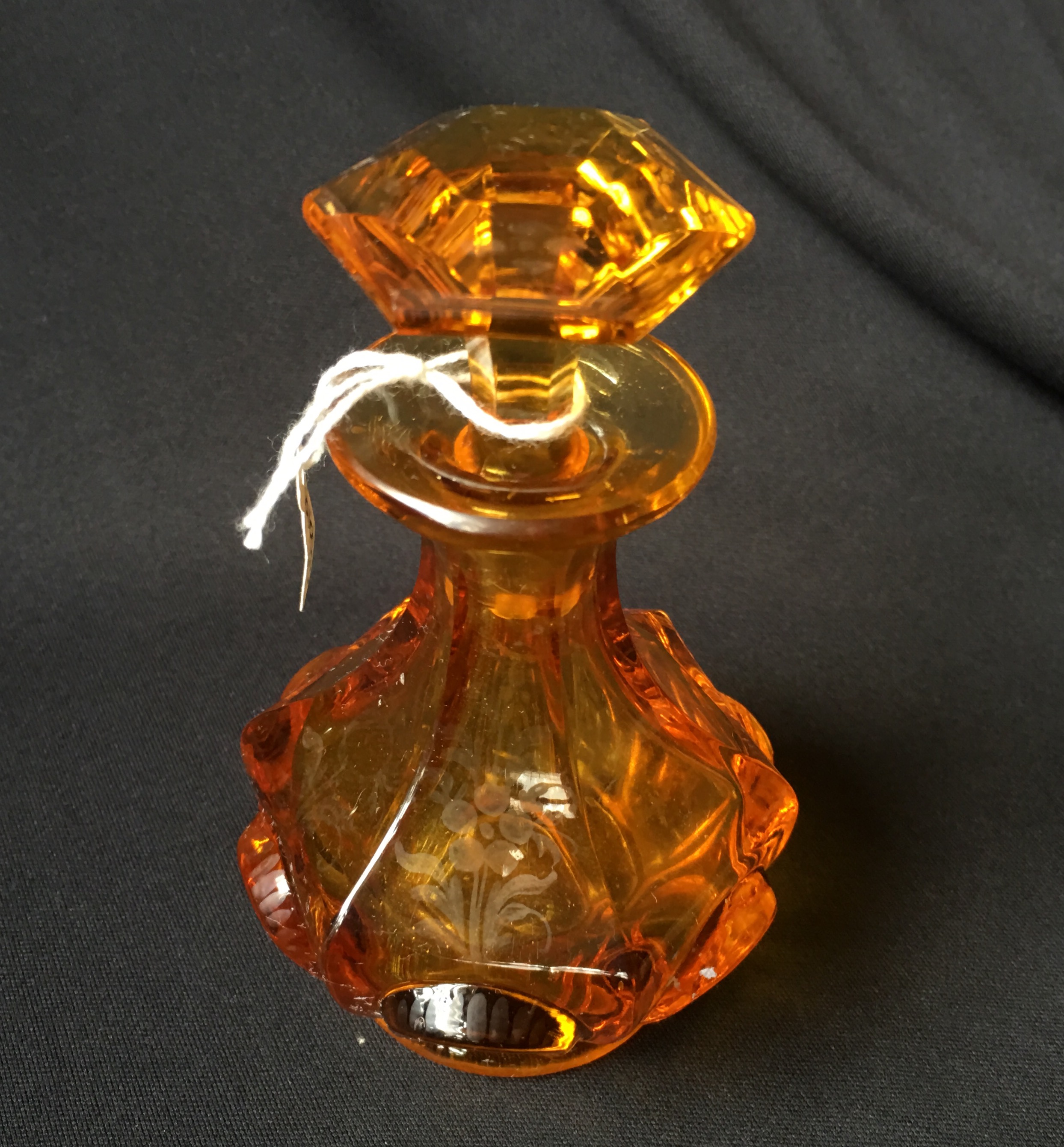 Bohemian amber glass perfume bottle C. 1840 | Moorabool Antiques Galleries