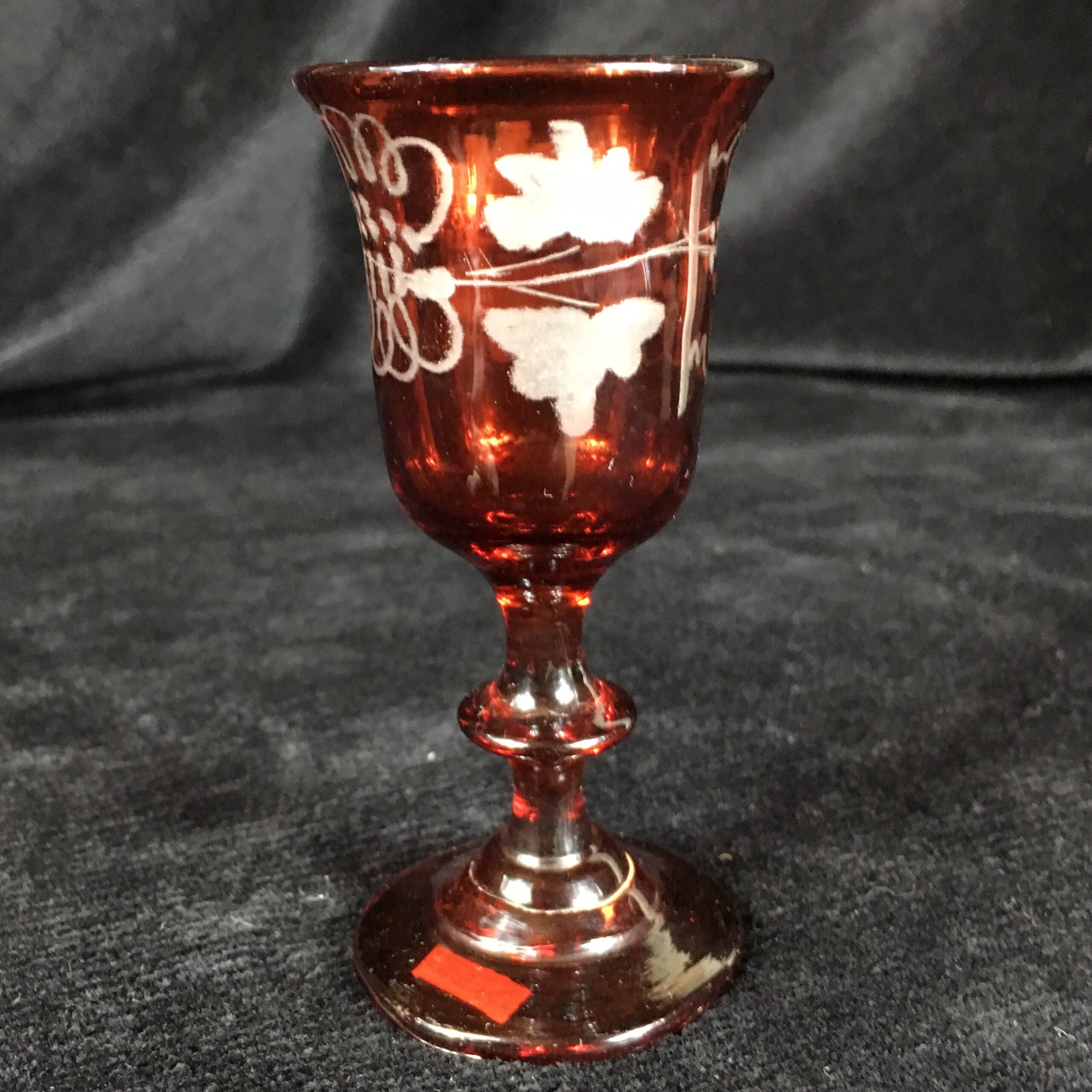 Bohemian Ruby flash glass, grapevine engraved, c.1880-0