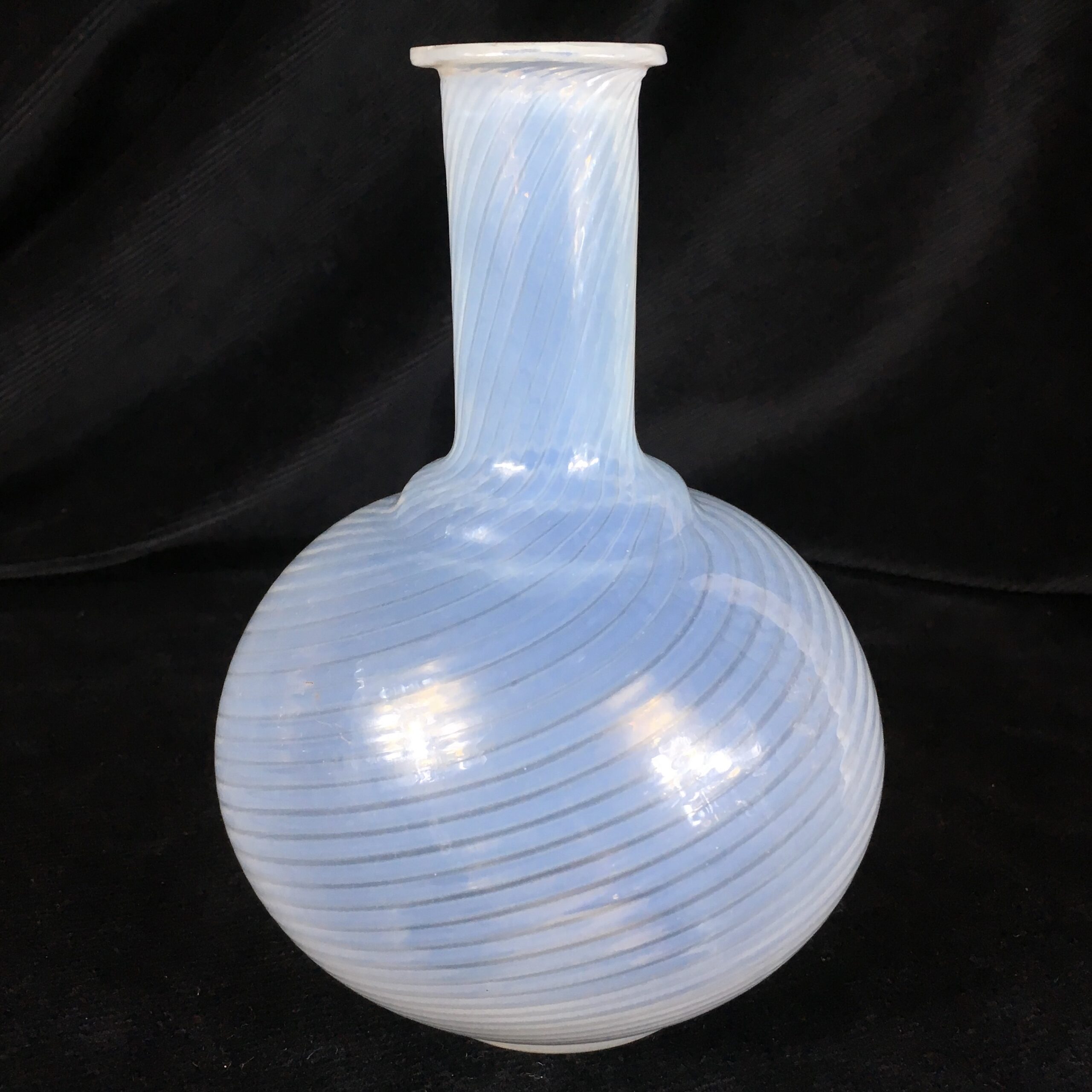 Opaline glass carafe, spiral fluted in white, c. 1890 -0