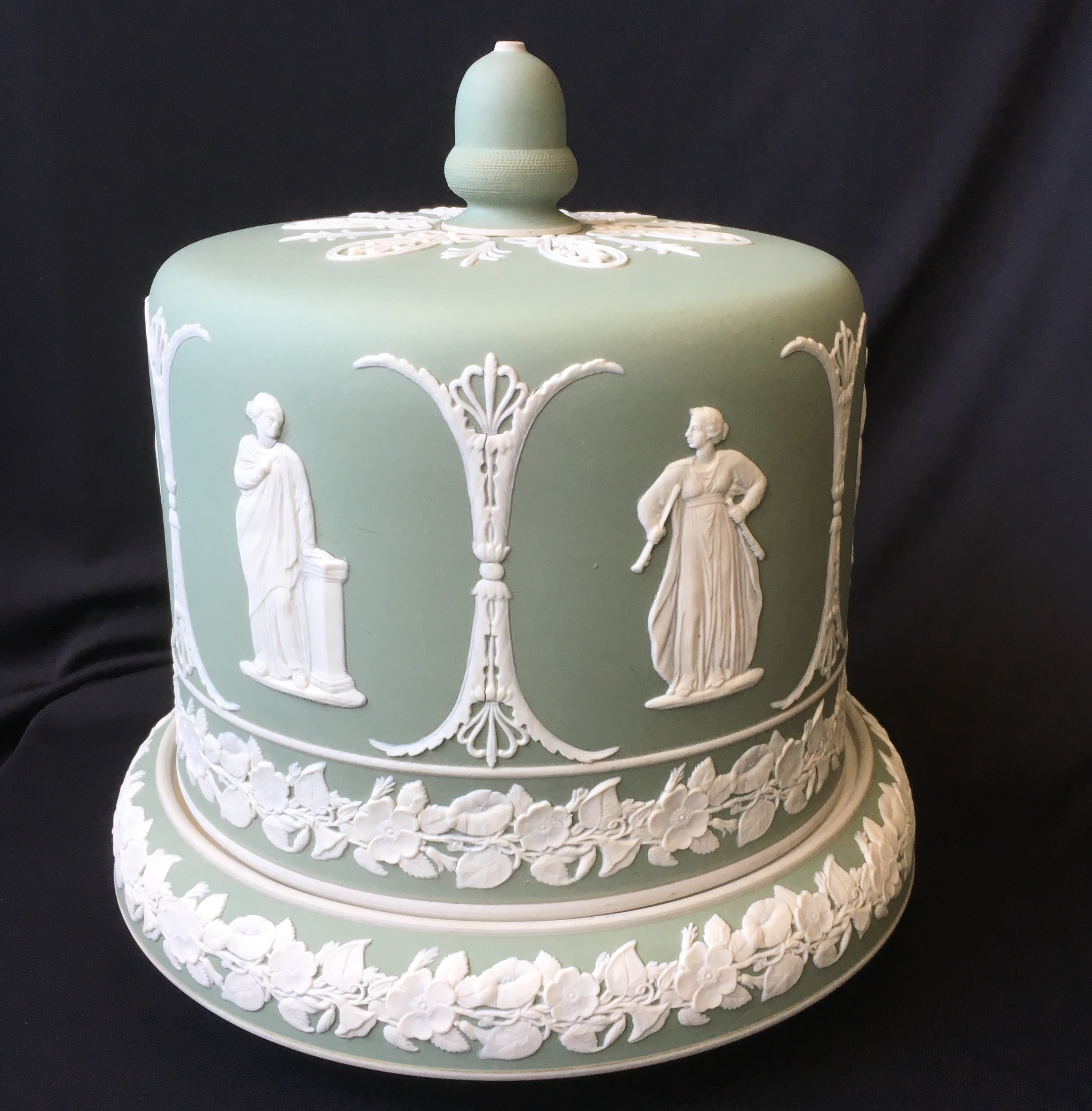 Jasperware Cheese Dome with applied classical figures, probably ... Jasperware Cheese Dome with applied classical figures, probably ...