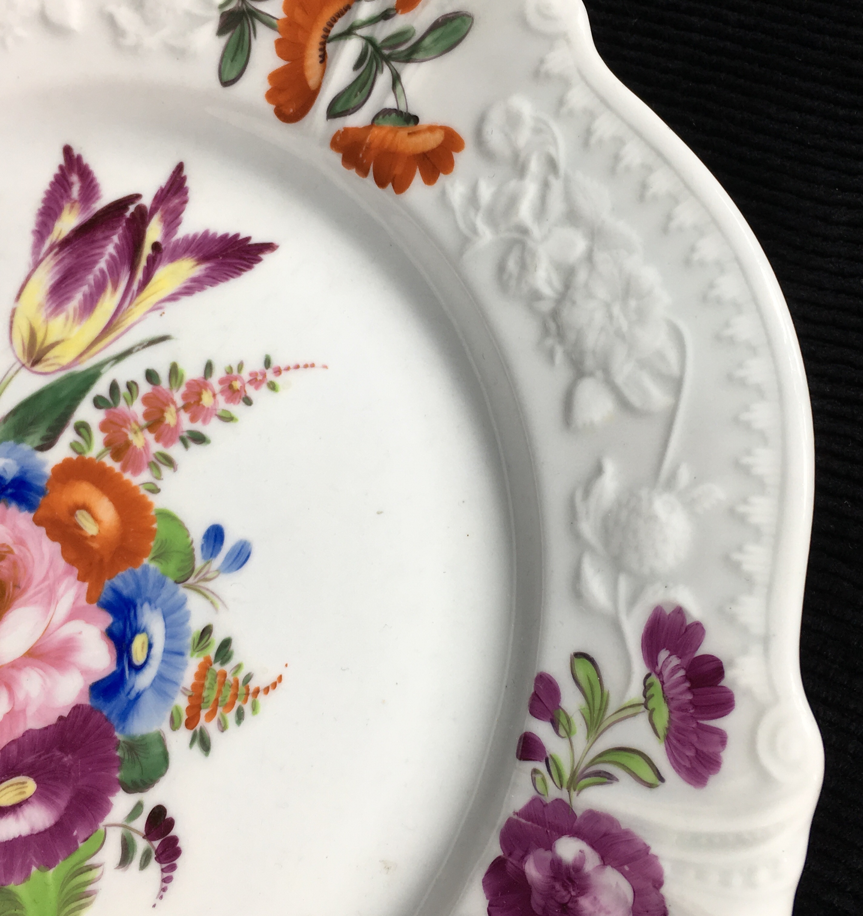 Bone China plate with moulding & flower decoration, c. 1820 | Moorabool ...