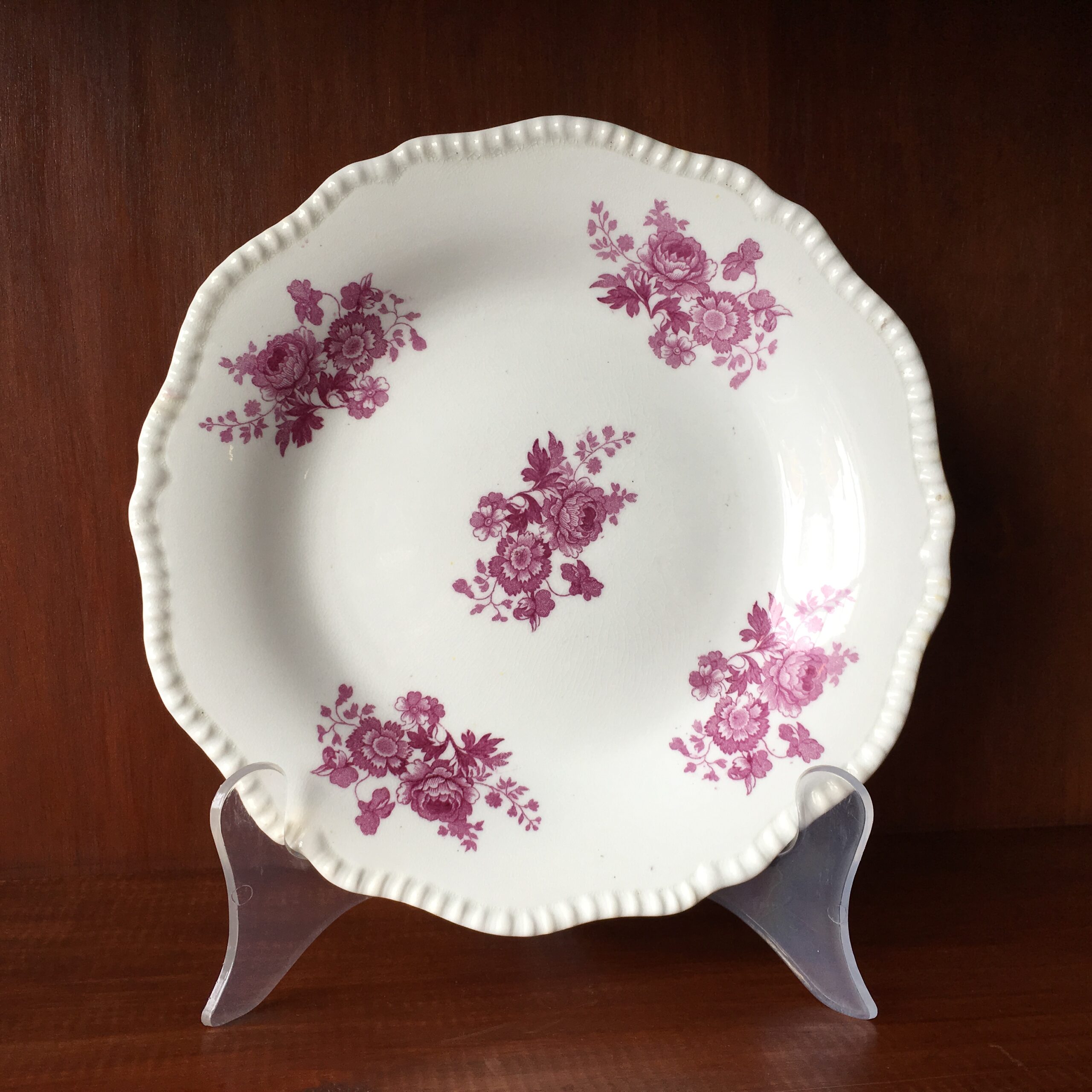 Daniel ‘Second Gadroon’ cake plate, puce print, C. 1826 -0