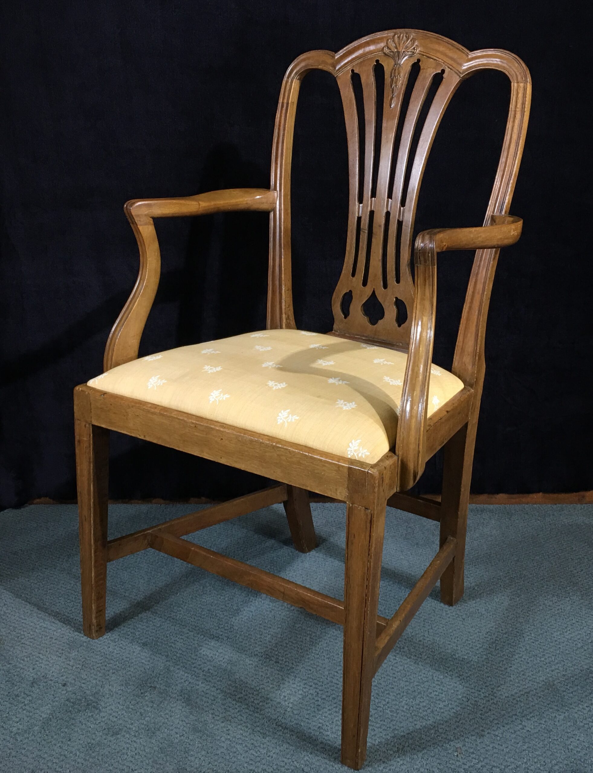 George III mahogany carver chair, anthemion carving, c.1780 -0