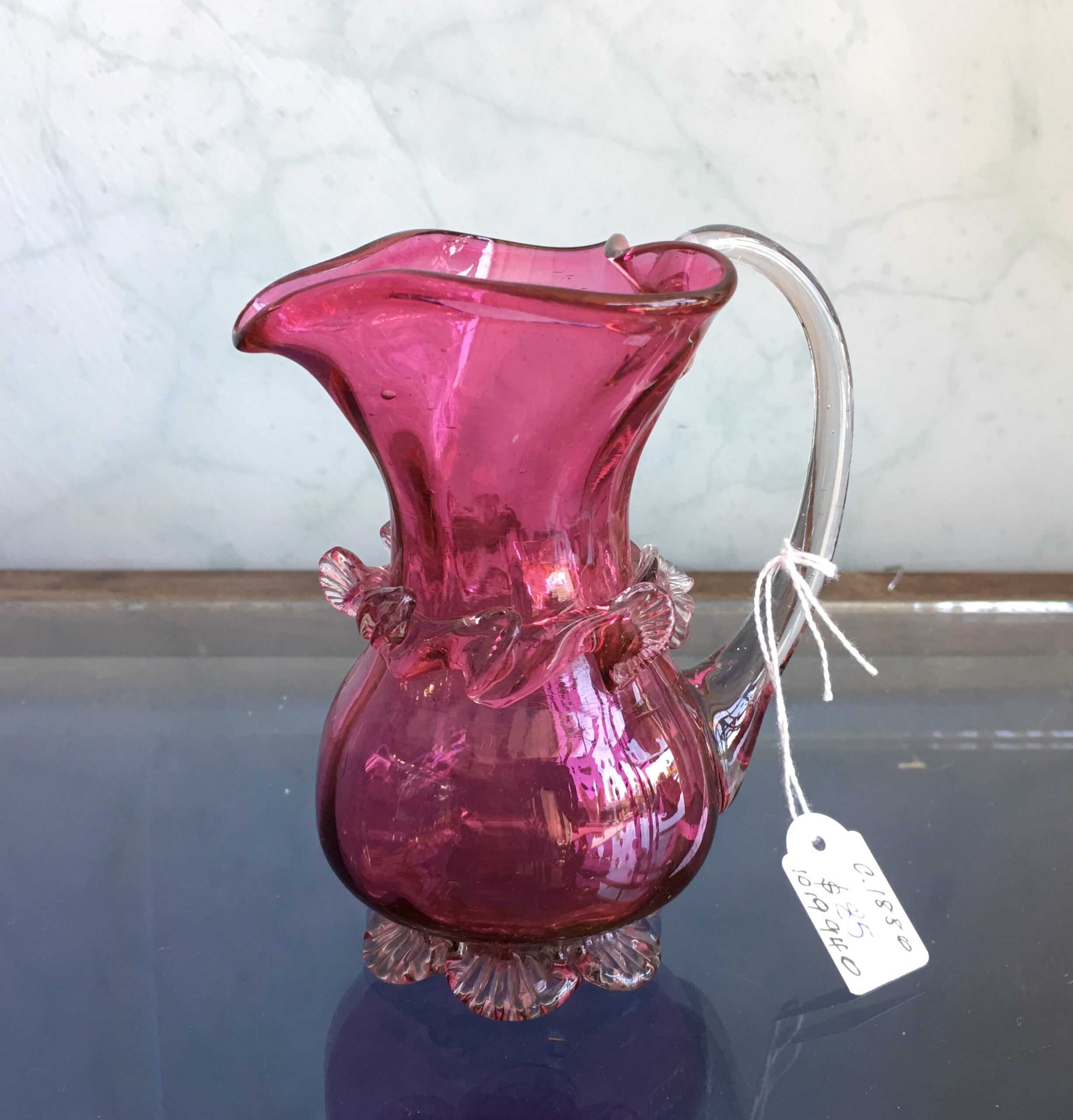 Victorian Ruby glass jug, circa .1880-0