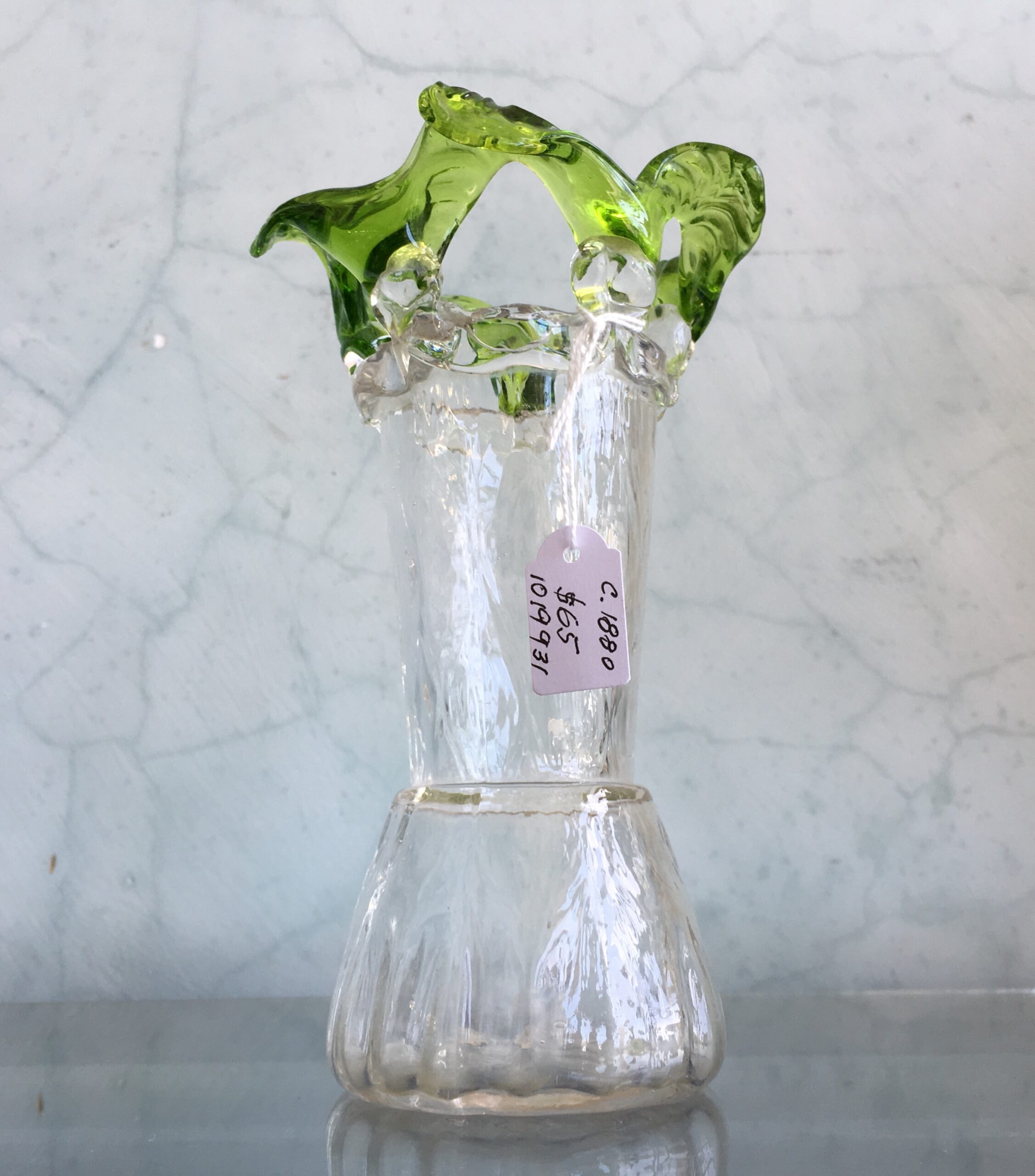 Victorian green & clear specimen vase, c.1880-0