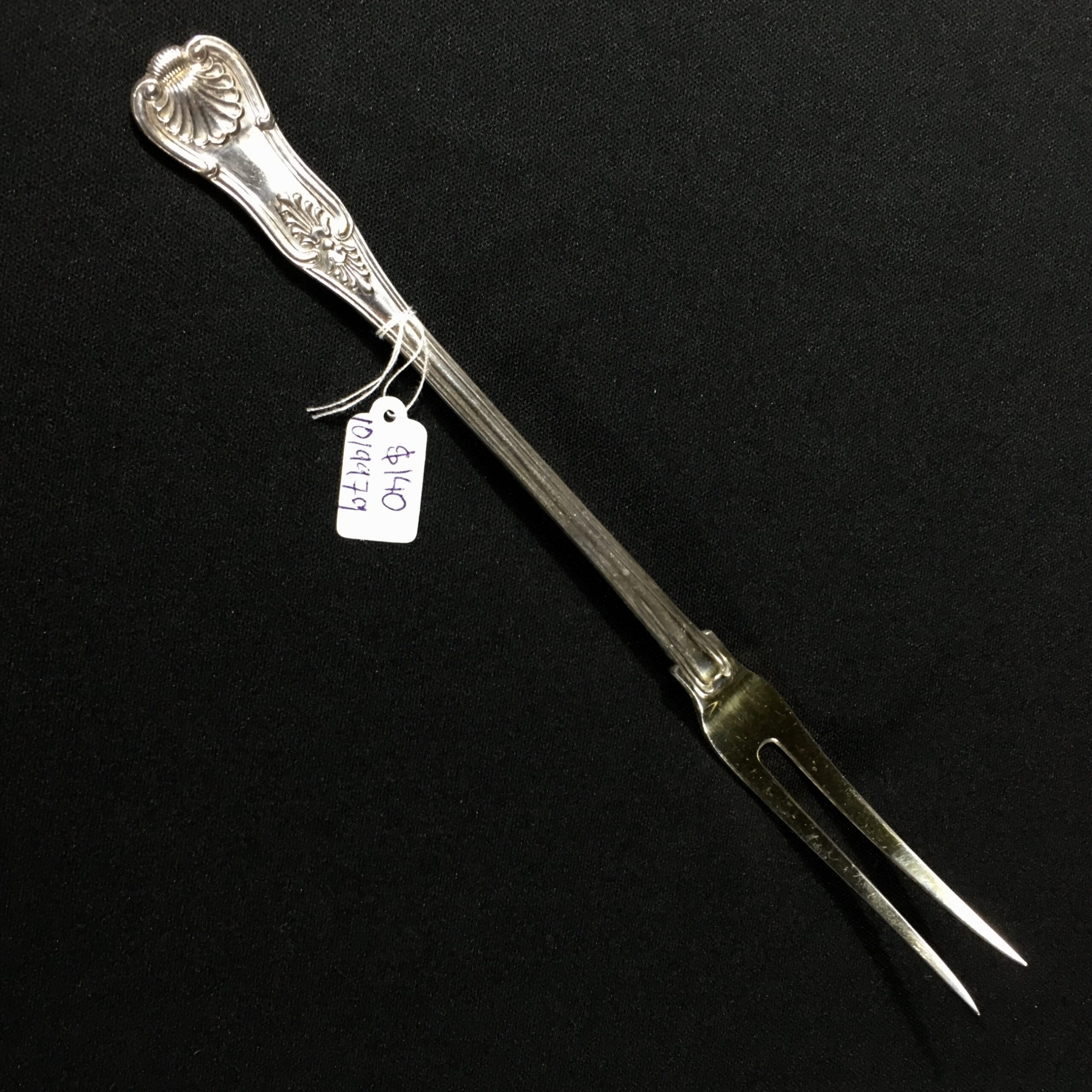 Kings Pattern .800 Silver pickle fork , German c.1900 -0