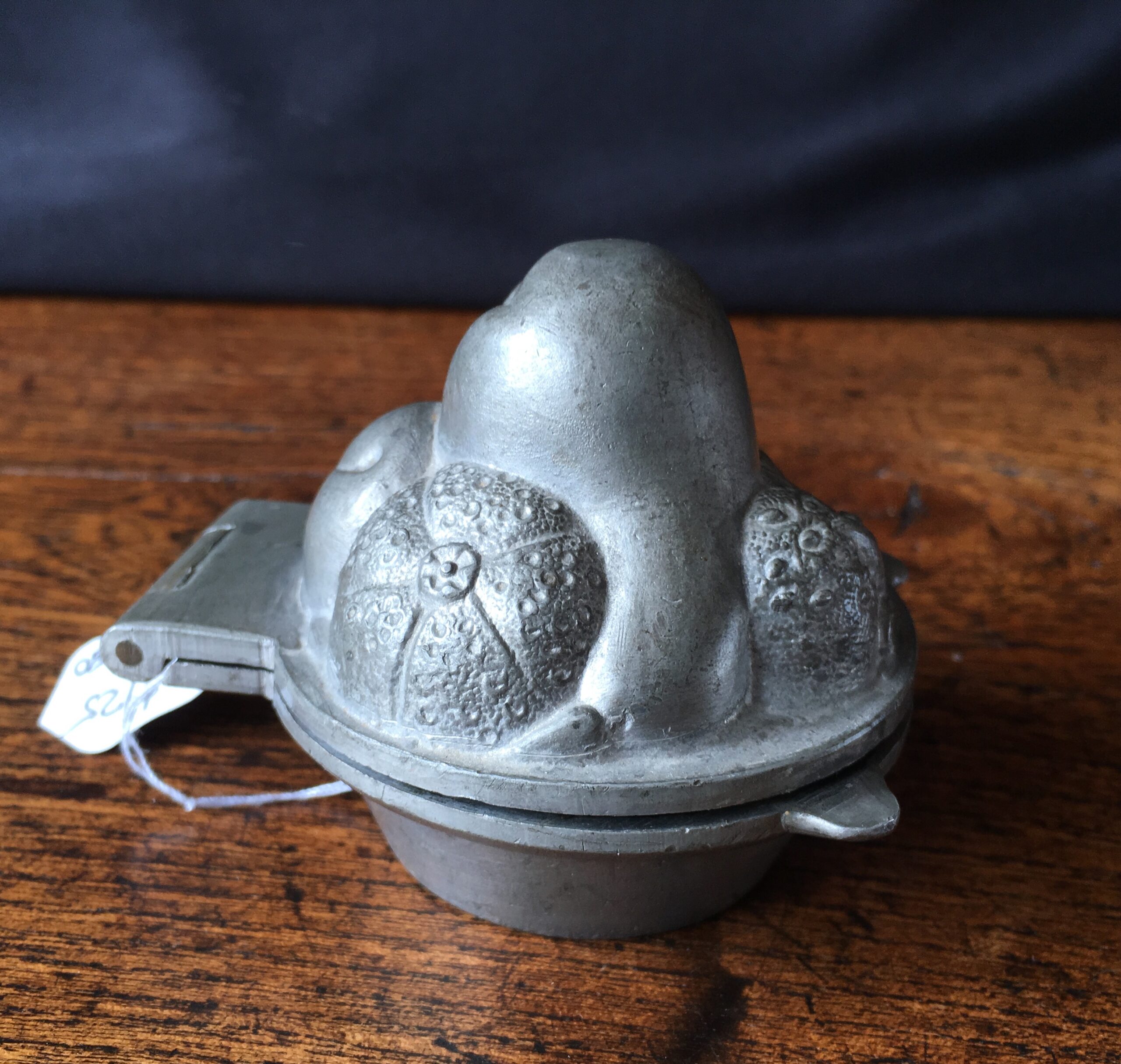 Victorian pewter Confectionary/ Icecream mould, basket of fruit, c. 1900-0