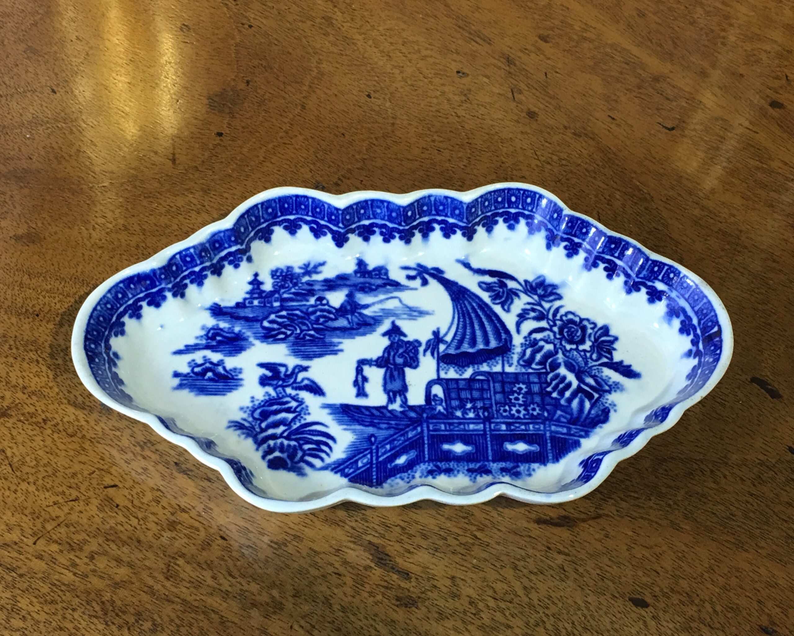 Worcester spoon tray, fisherman pattern, c.1780-0