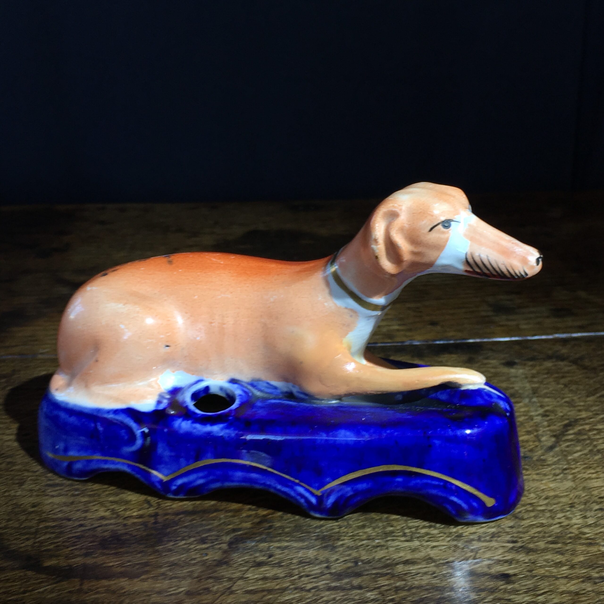 Staffordshire greyhound inkwell, c. 1860-0