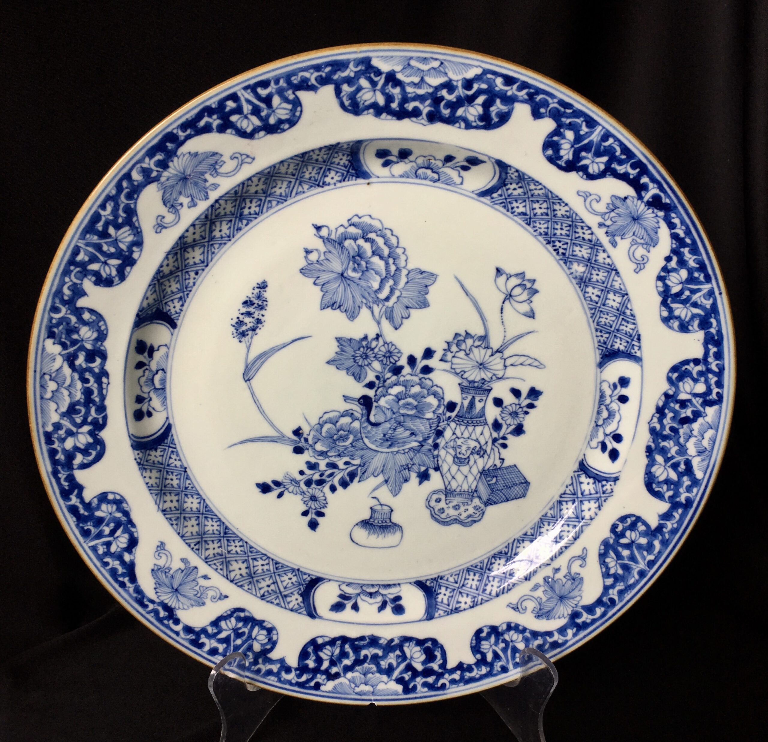 Chinese porcelain charger, 'Precious Objects' & a duck, c. 1750 -0