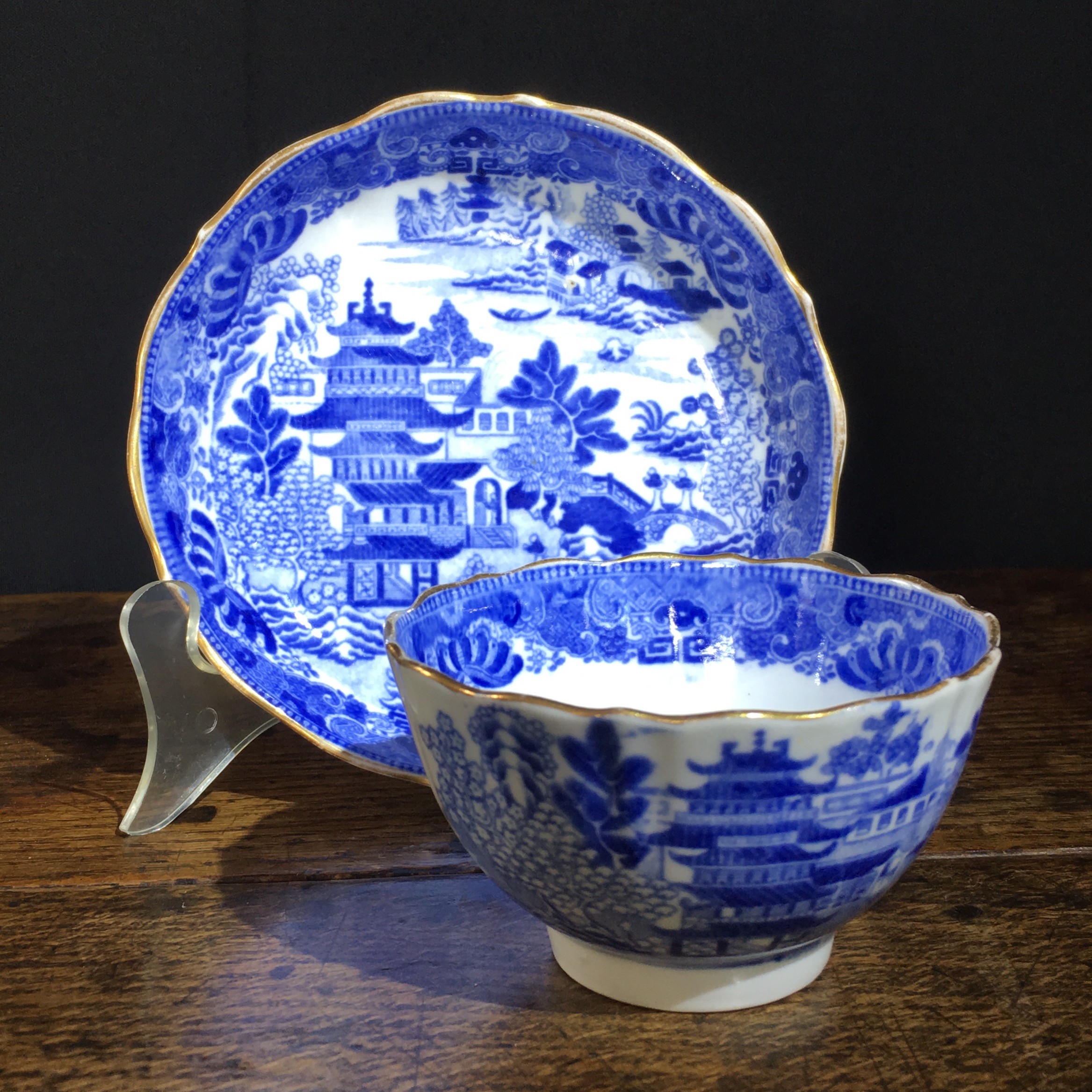 Spode porcelain teabowl & saucer, 'Pagoda' pattern, c. 1815 -0