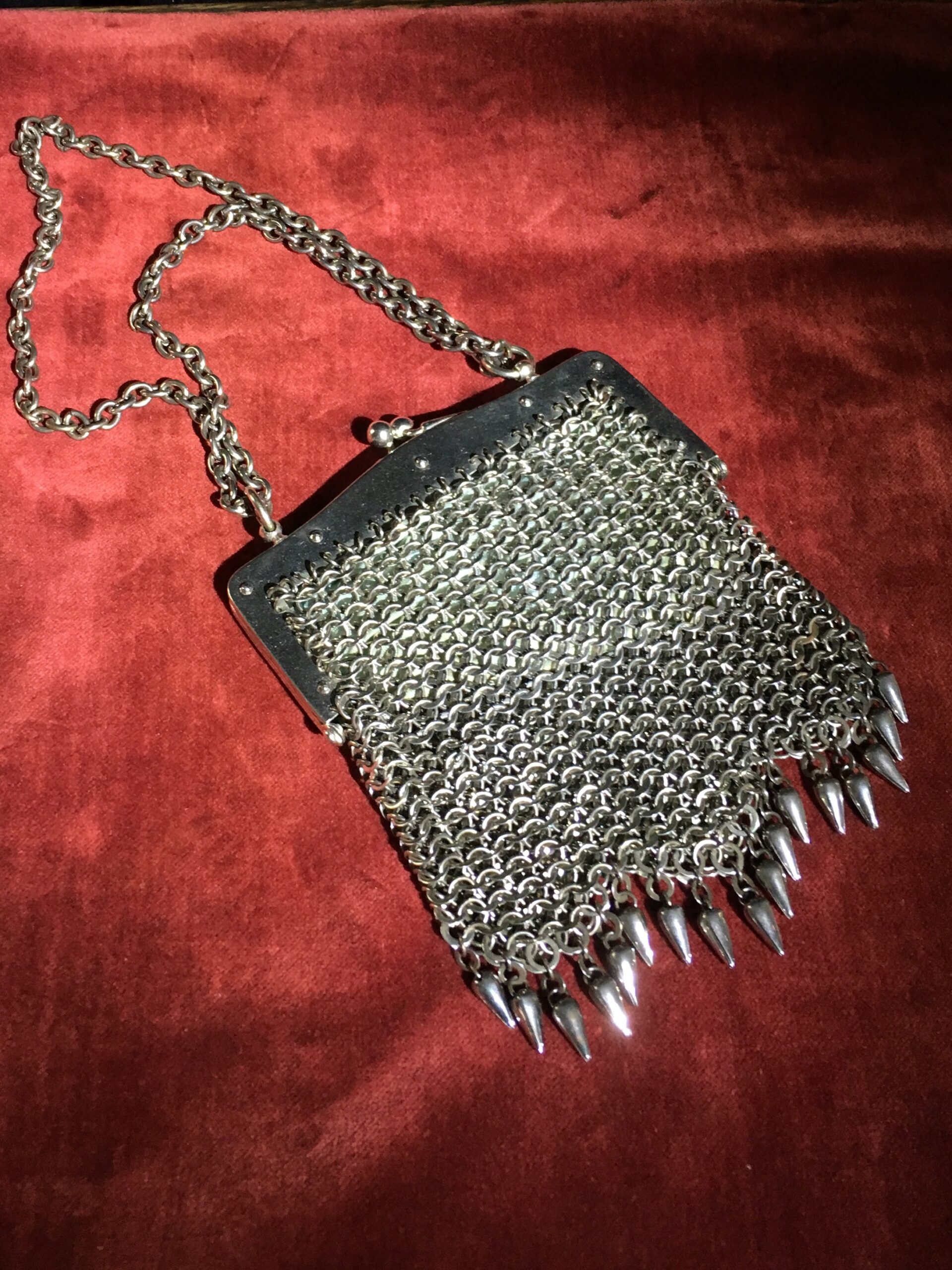 French cut steel 'chain mail' evening bag, C. 1930 -0