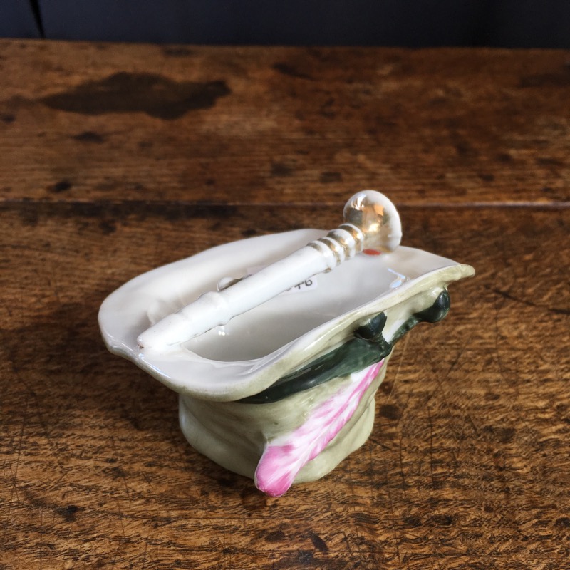 Continental porcelain dish in the shape of a musician's hat, with clarinet, c. 1890 -0