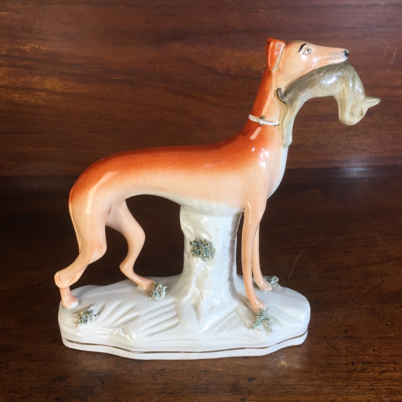 Staffordshire greyhound with rabbit, c. 1870-0